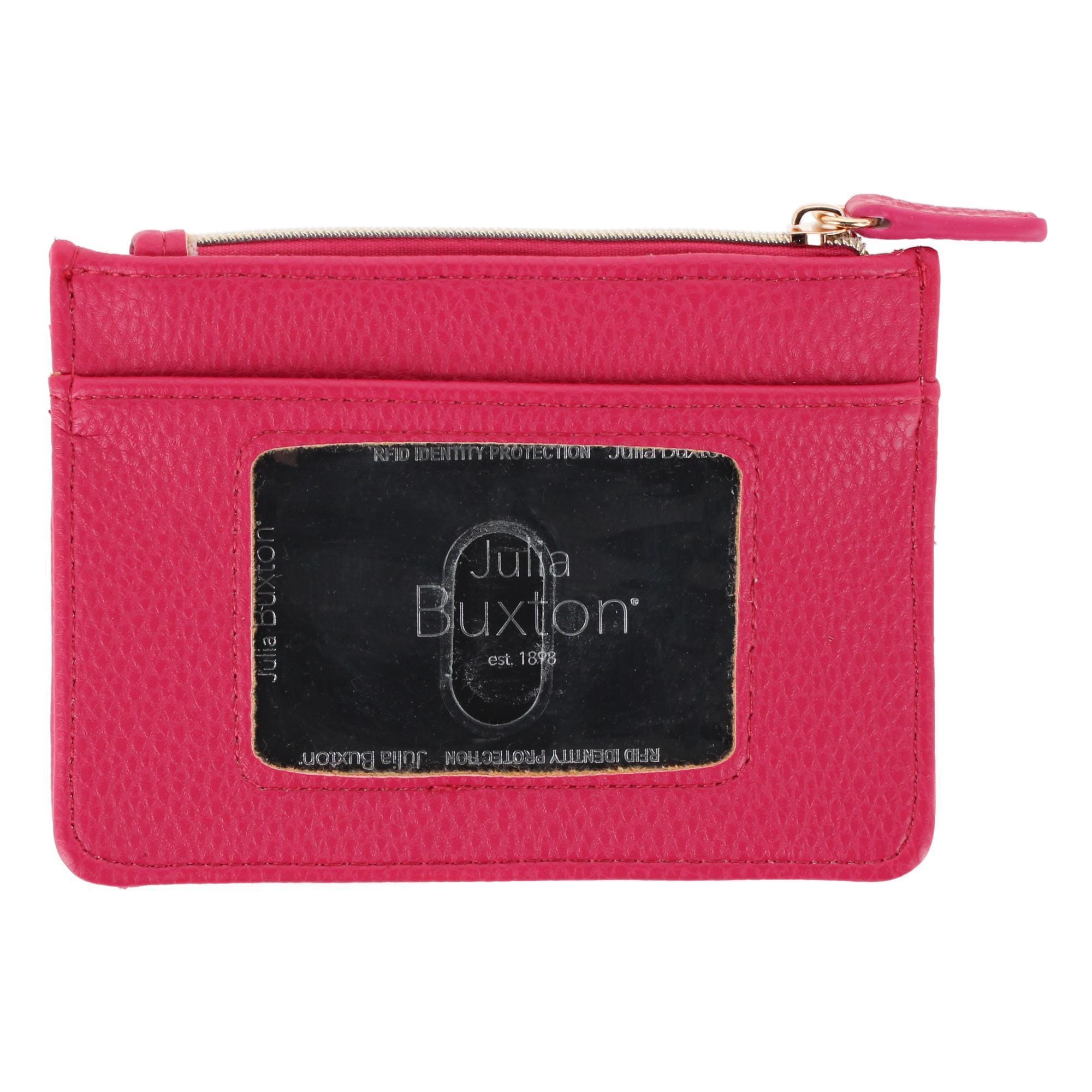 Julia Buxton Women's Colorful Premium Faux Leather Slot Coin Case Purse - Sweet Berry
