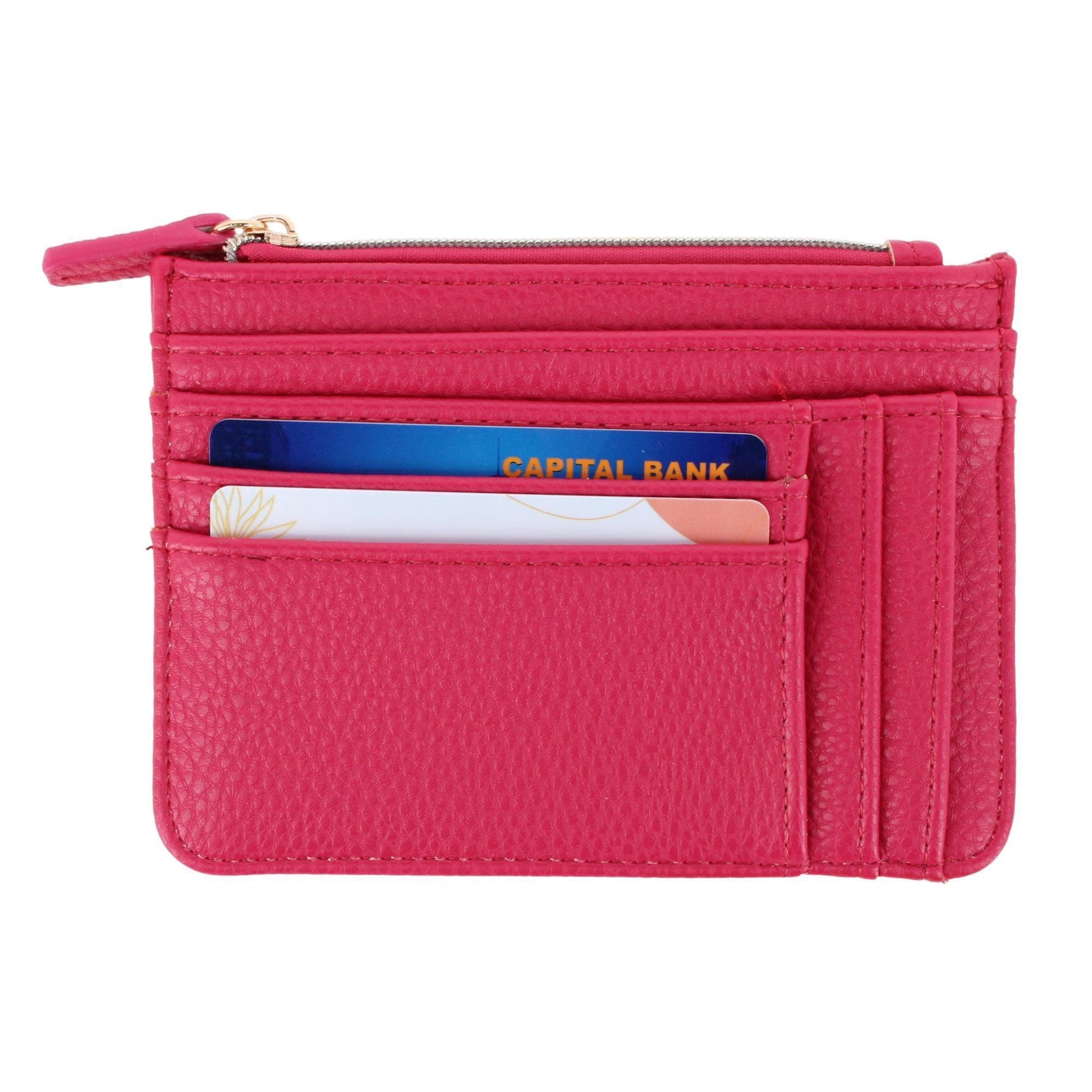 Julia Buxton Women's Colorful Premium Faux Leather Slot Coin Case Purse - Sweet Berry
