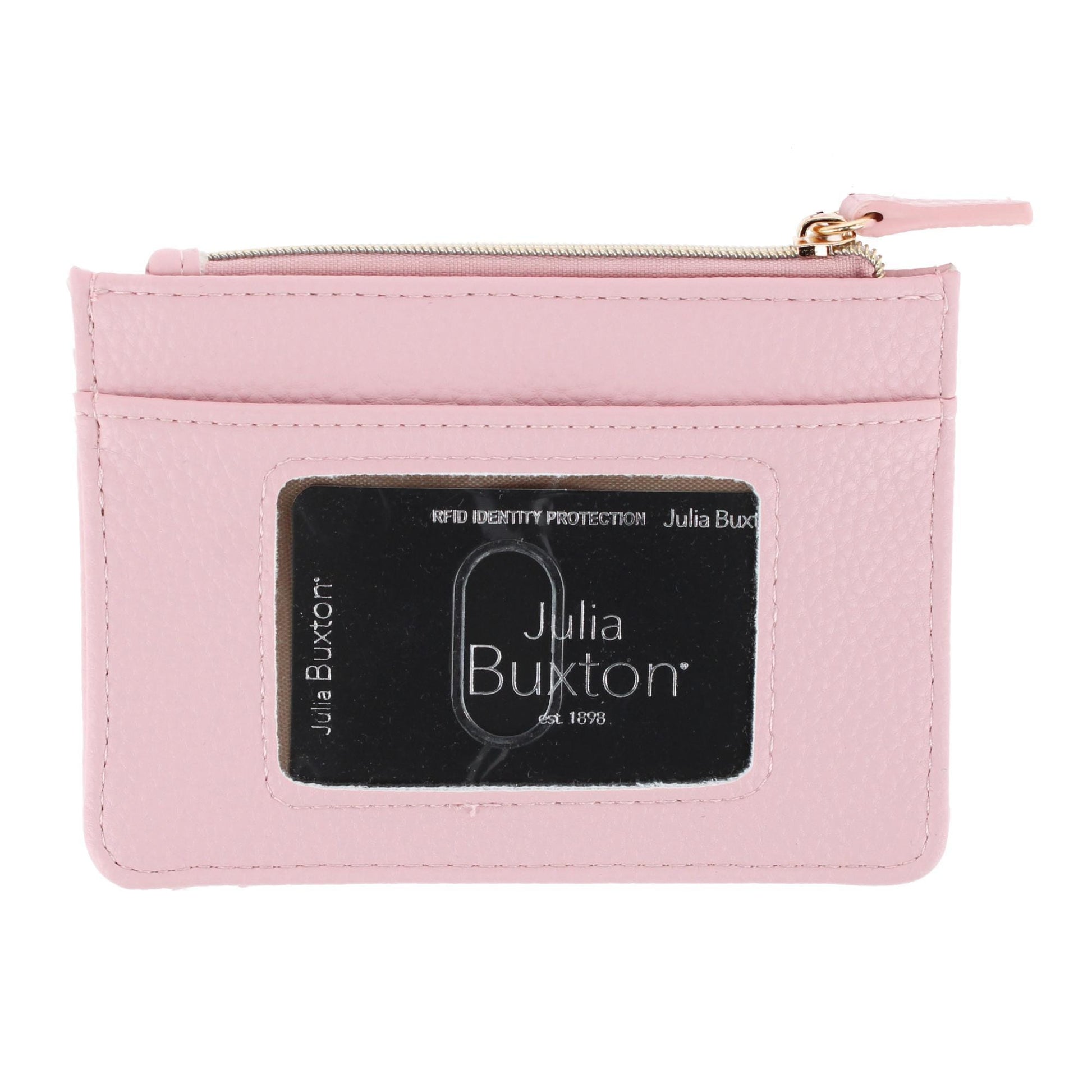 Julia Buxton Women's Colorful Premium Faux Leather Slot Coin Case Purse - Champagne Blush