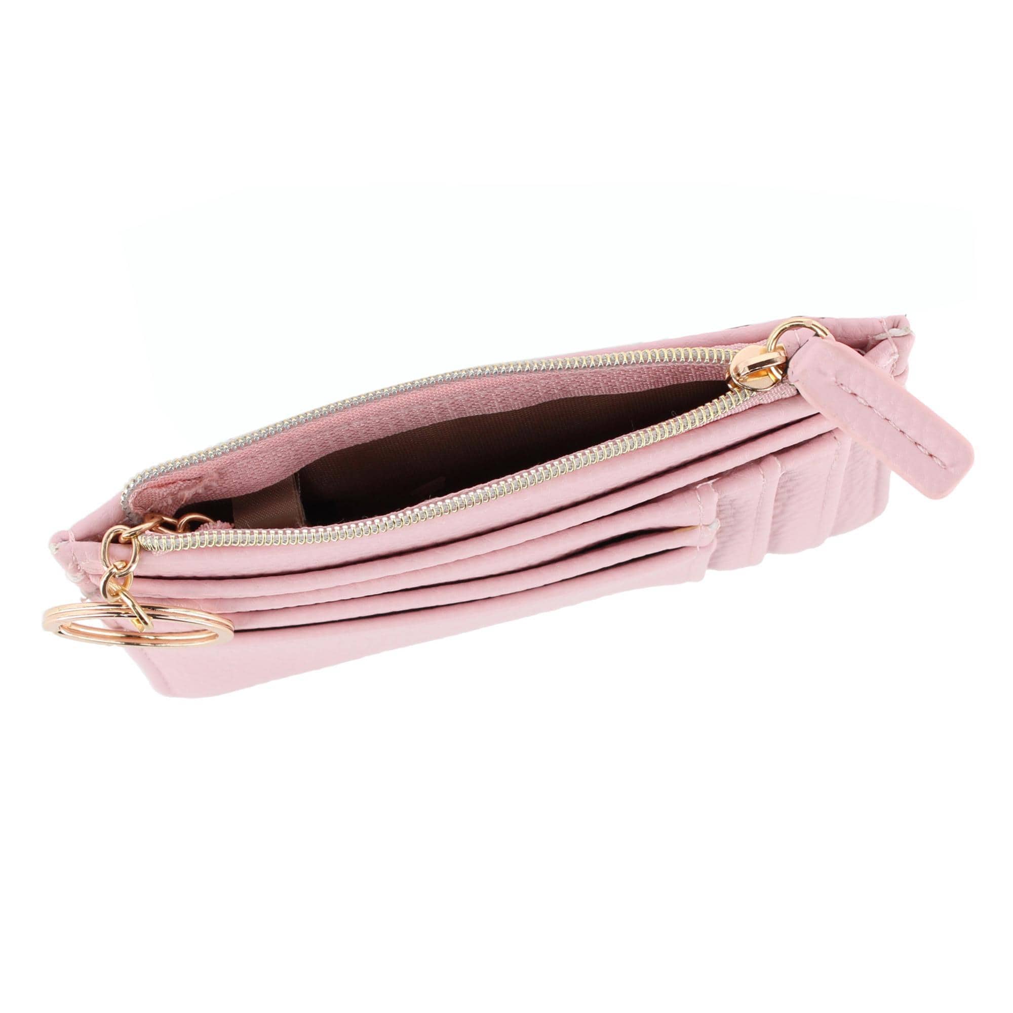 Julia Buxton Women's Colorful Premium Faux Leather Slot Coin Case Purse - Champagne Blush
