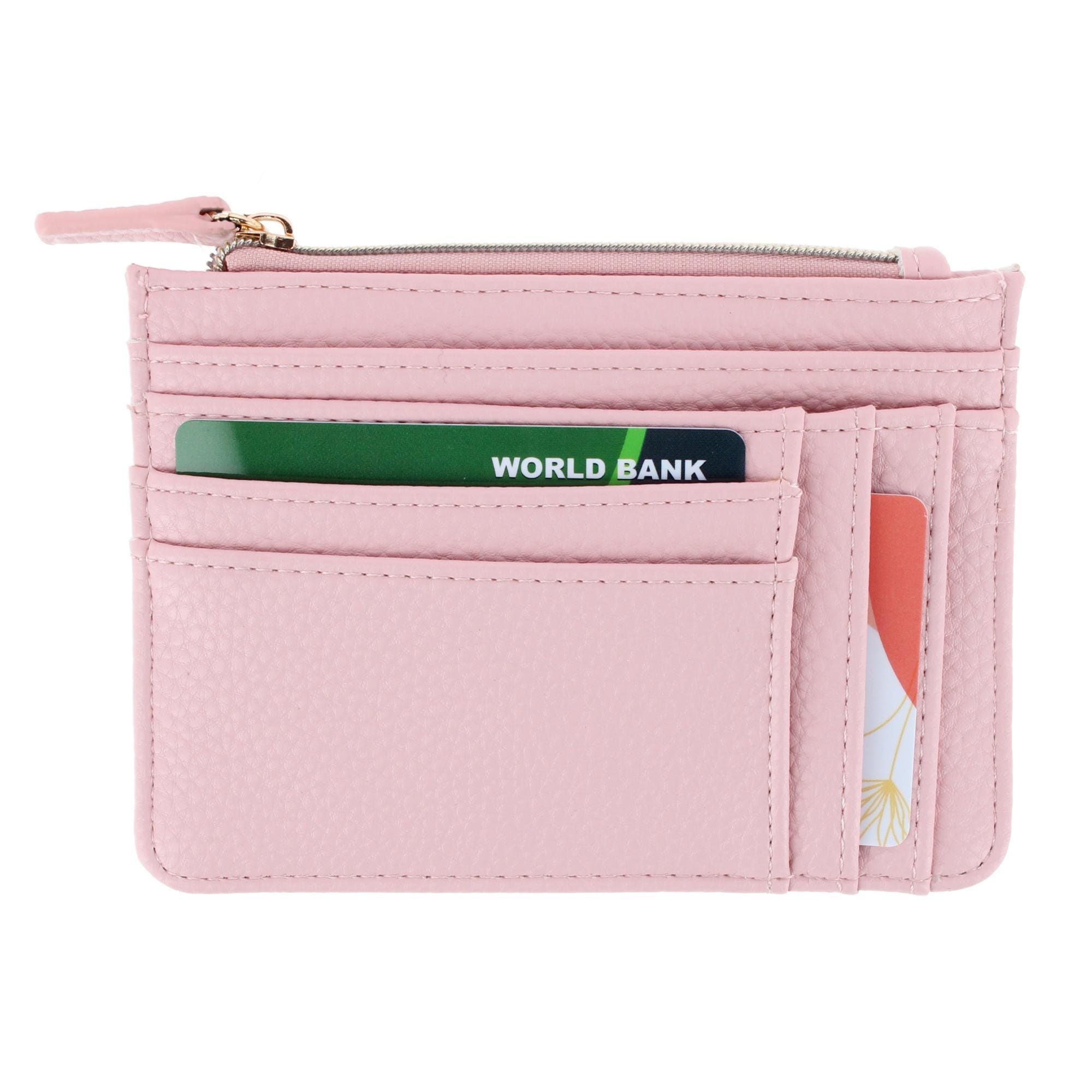 Julia Buxton Women's Colorful Premium Faux Leather Slot Coin Case Purse - Champagne Blush