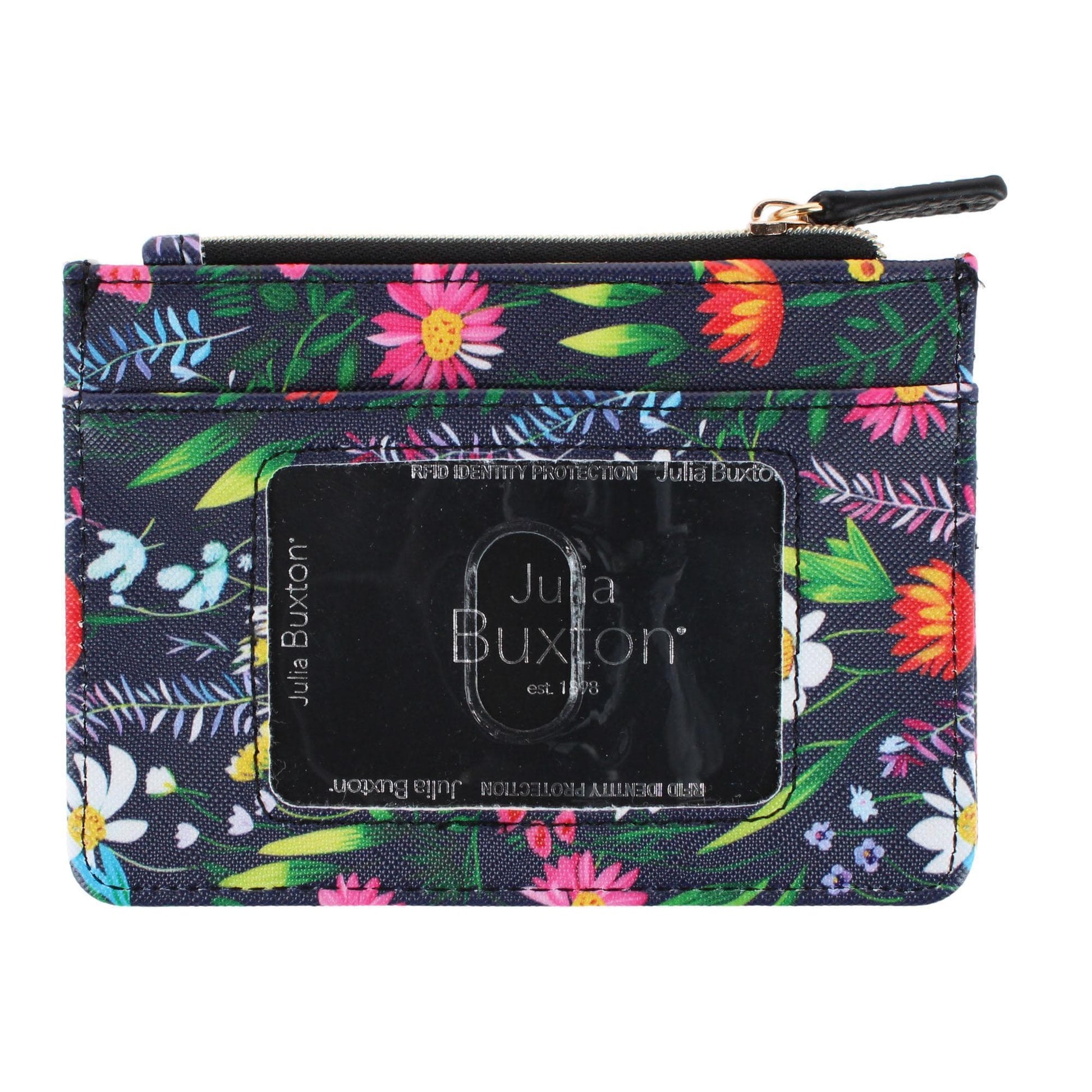 Julia Buxton Women's Colorful Premium Faux Leather Slot Coin Case Purse - Fragrant Floral
