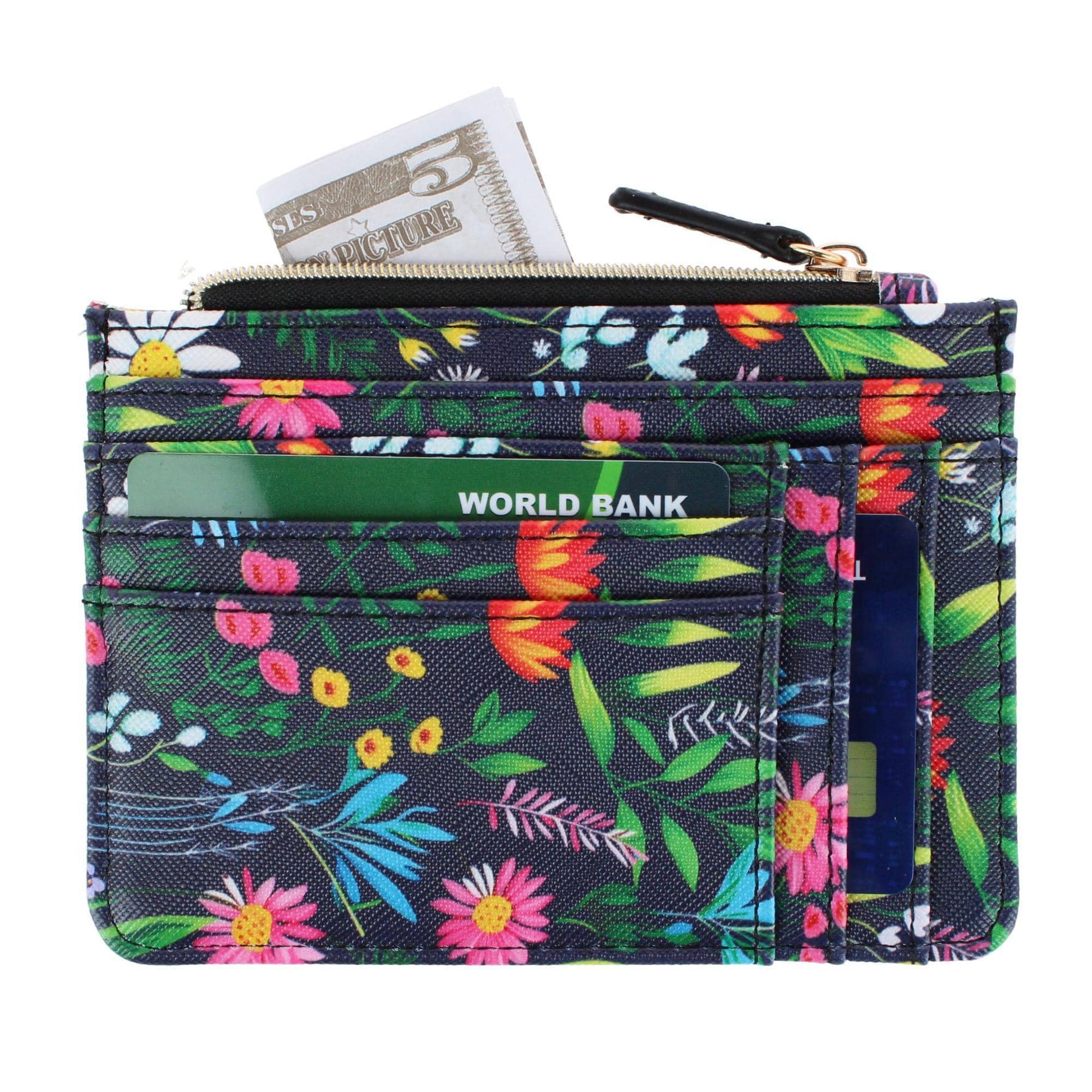 Julia Buxton Women's Colorful Premium Faux Leather Slot Coin Case Purse - Fragrant Floral