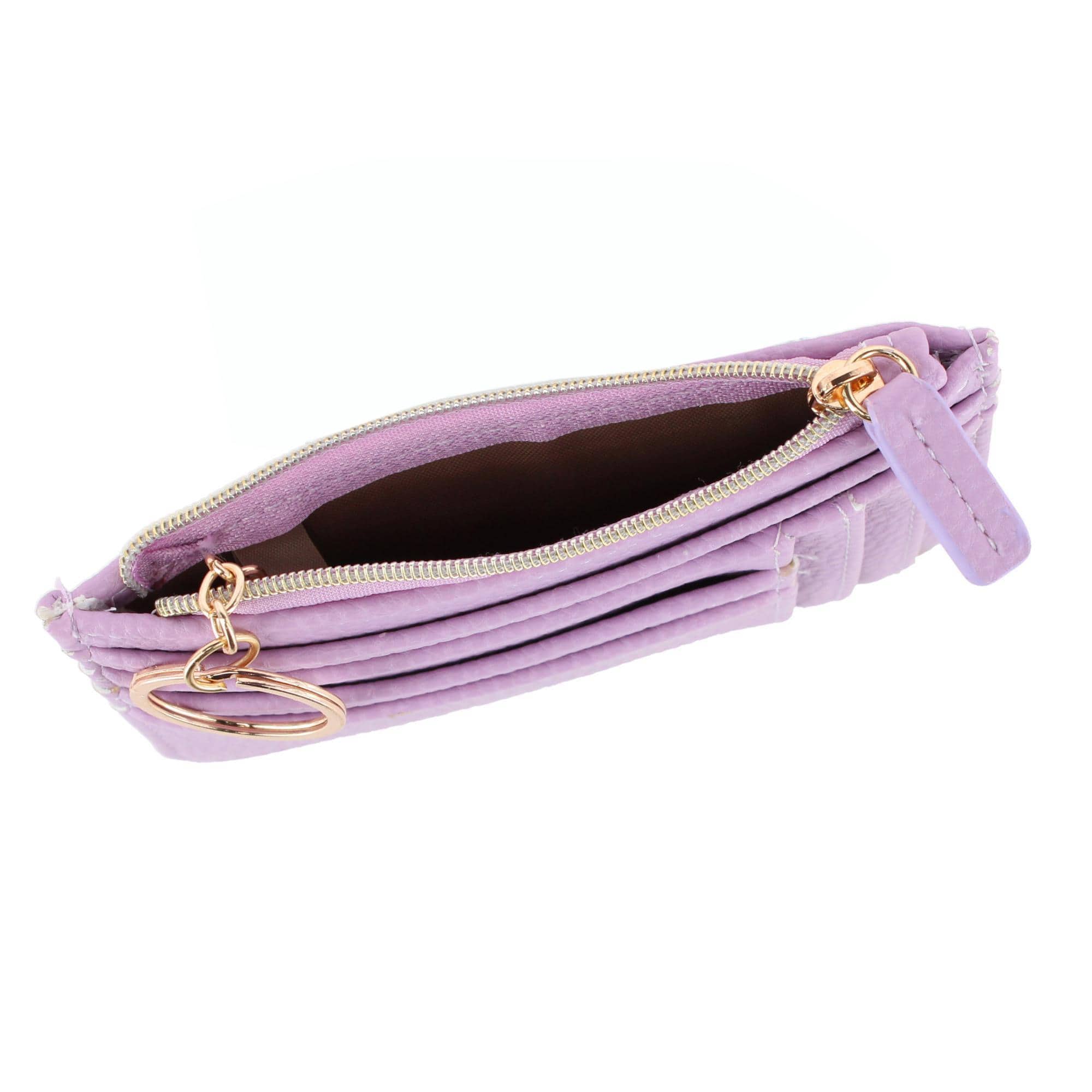 Julia Buxton Women's Colorful Premium Faux Leather Slot Coin Case Purse - Lilac