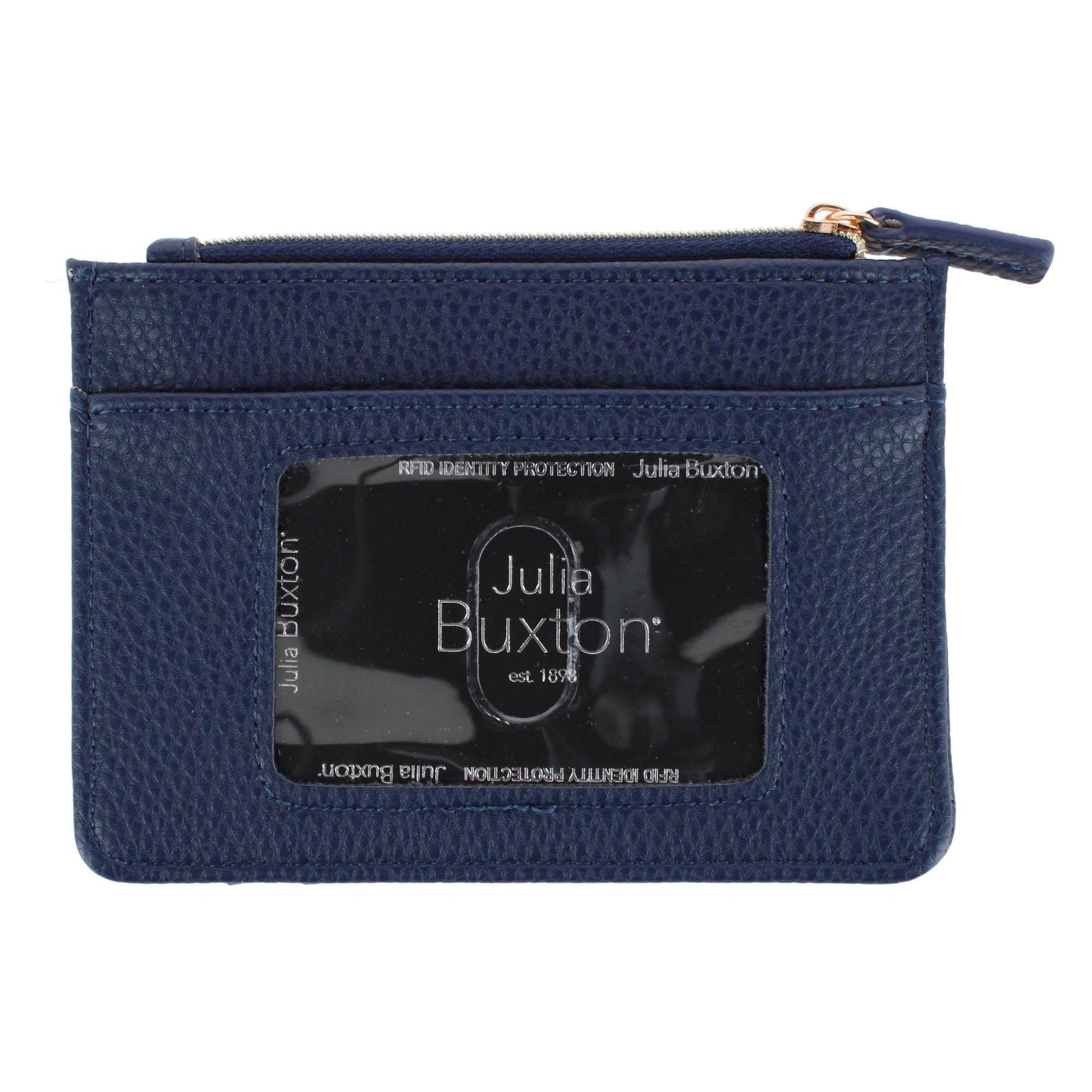 Julia Buxton Women's Colorful Premium Faux Leather Slot Coin Case Purse - Navy Blue