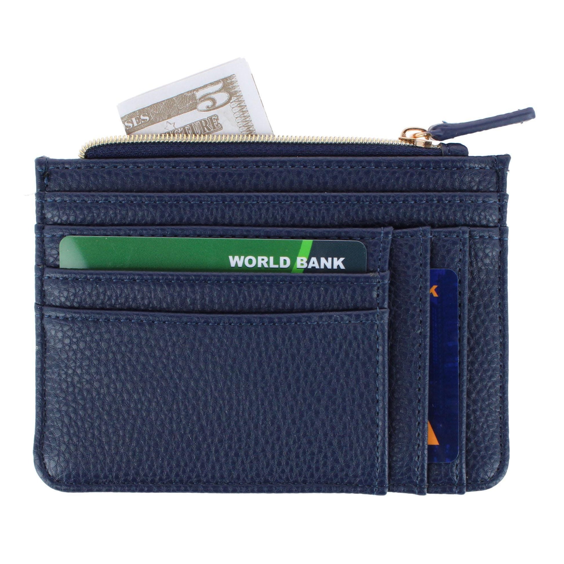Julia Buxton Women's Colorful Premium Faux Leather Slot Coin Case Purse - Navy Blue