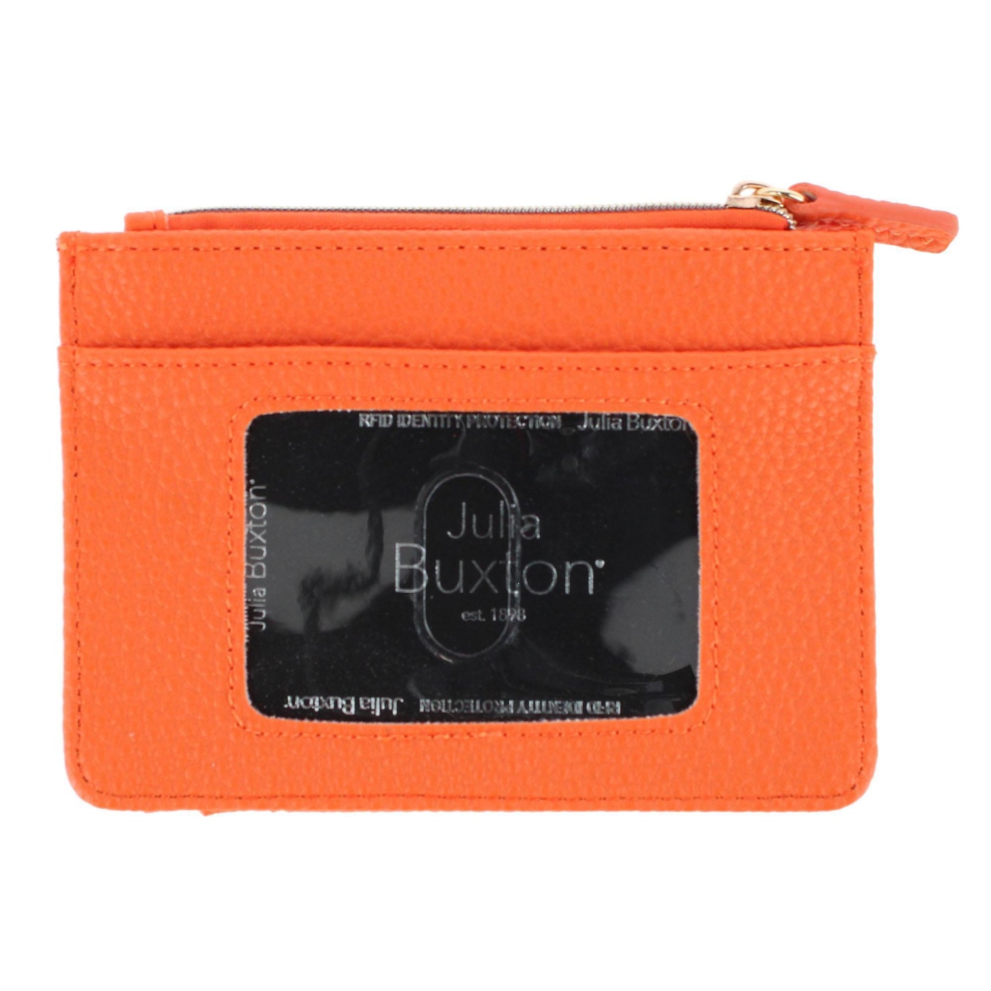 Julia Buxton Women's Colorful Premium Faux Leather Slot Coin Case Purse - Exuberance Orange