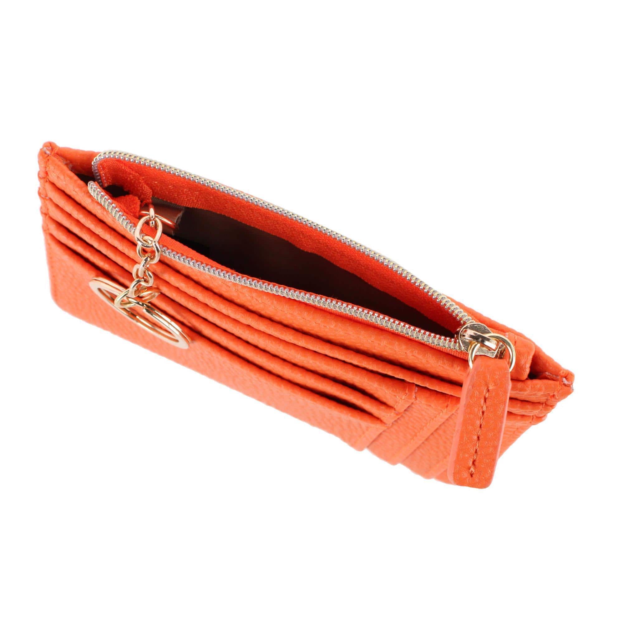 Julia Buxton Women's Colorful Premium Faux Leather Slot Coin Case Purse - Exuberance Orange