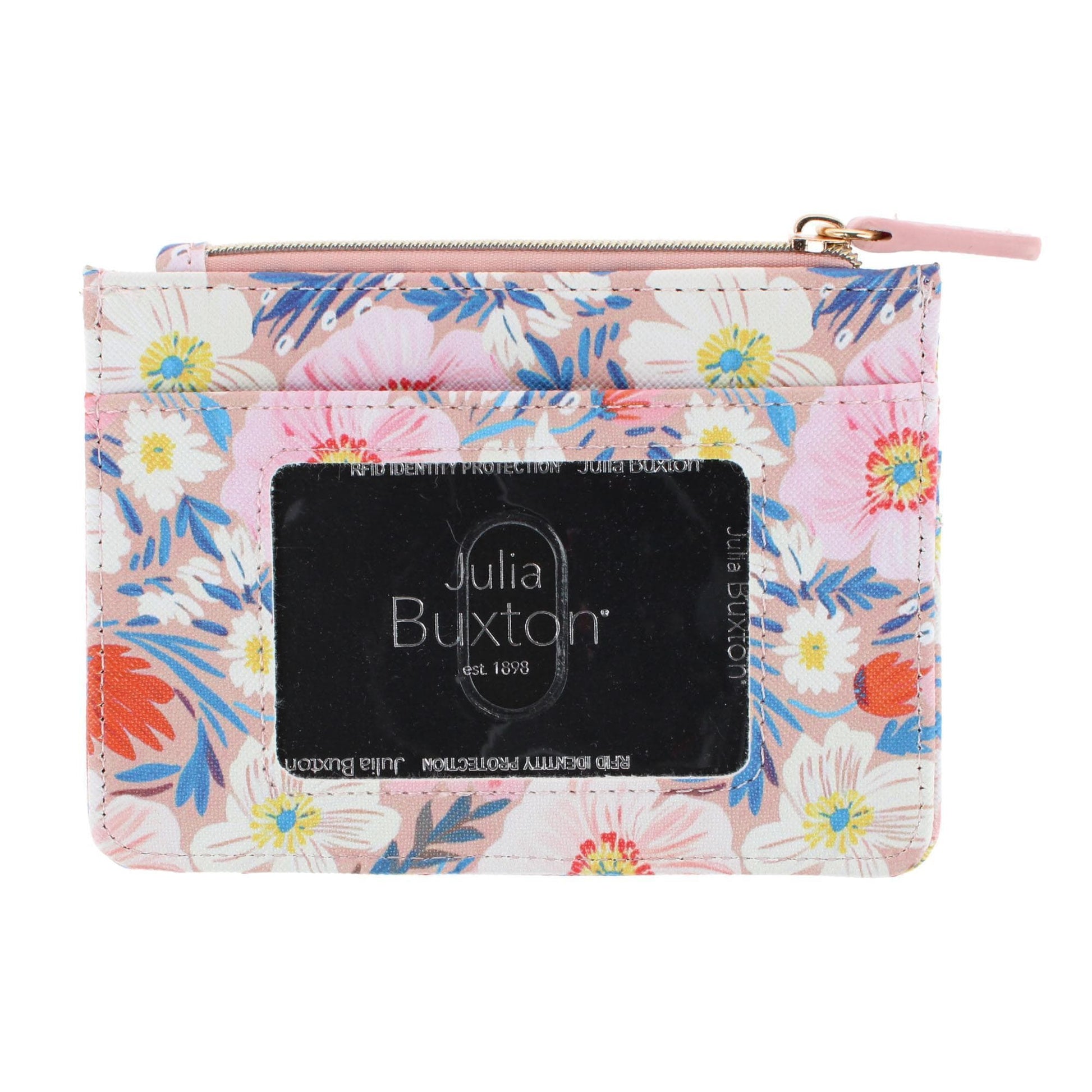 Julia Buxton Women's Colorful Premium Faux Leather Slot Coin Case Purse - Perrenial Floral