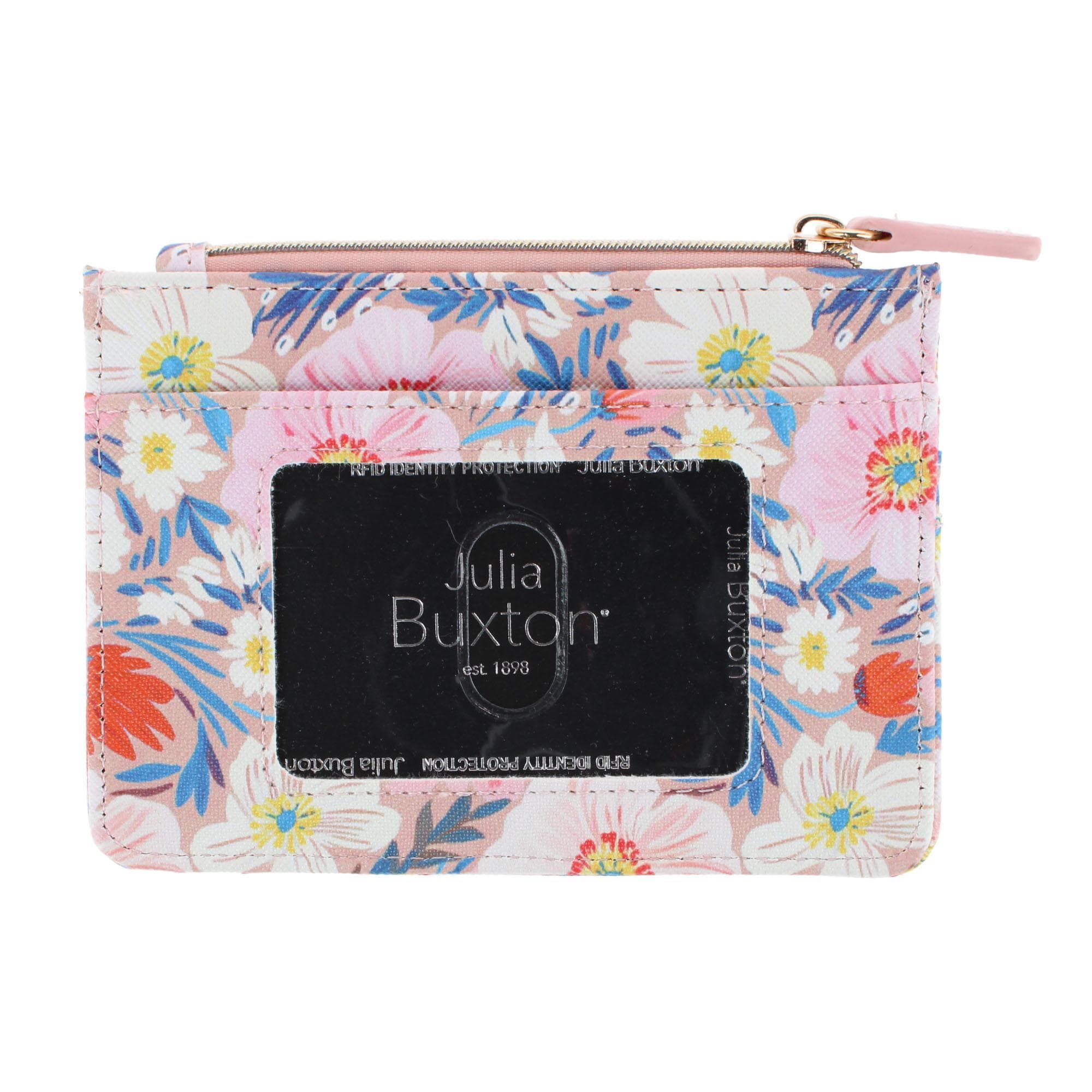 Julia Buxton Women's Colorful Premium Faux Leather Slot Coin Case Purse - Perrenial Floral