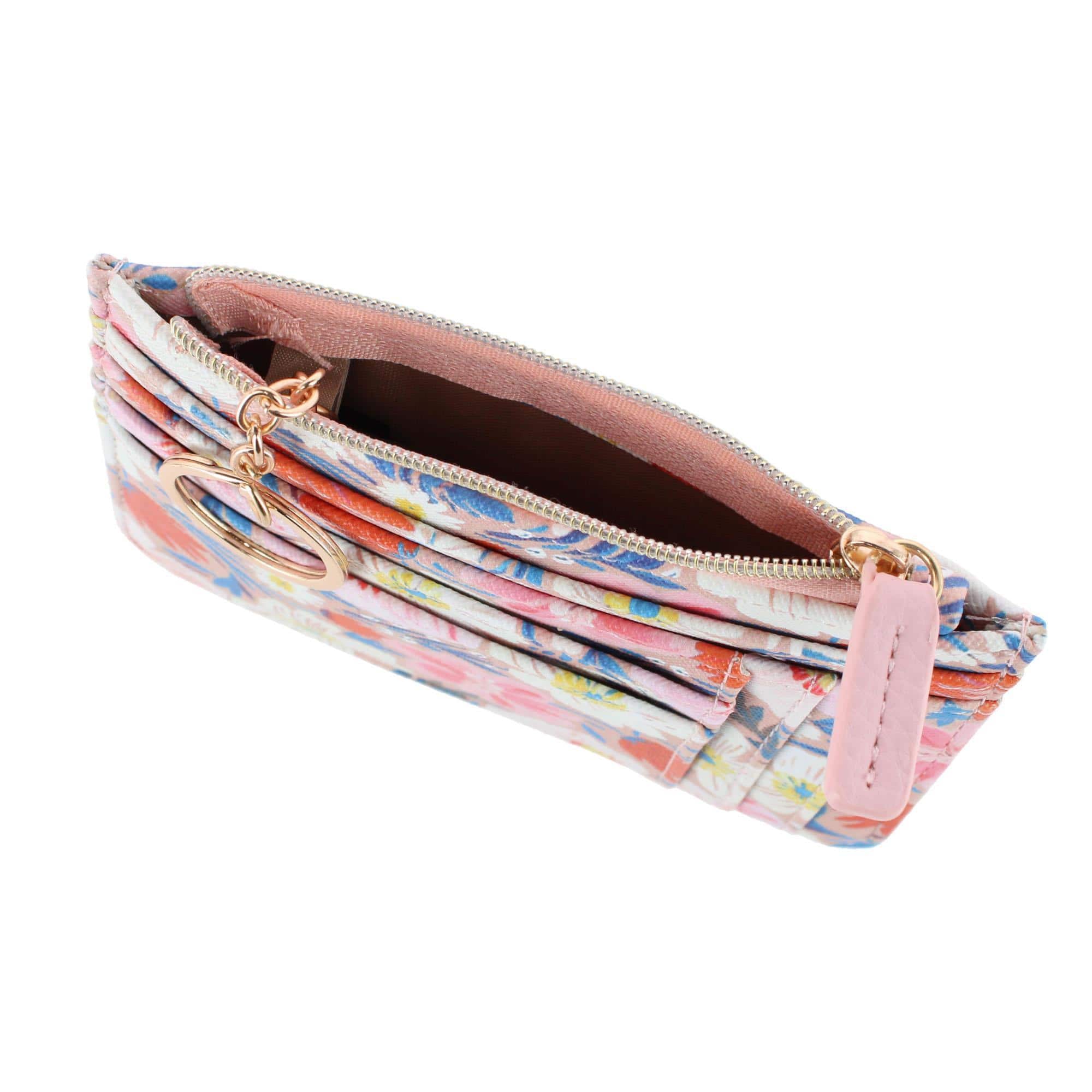 Julia Buxton Women's Colorful Premium Faux Leather Slot Coin Case Purse - Perrenial Floral