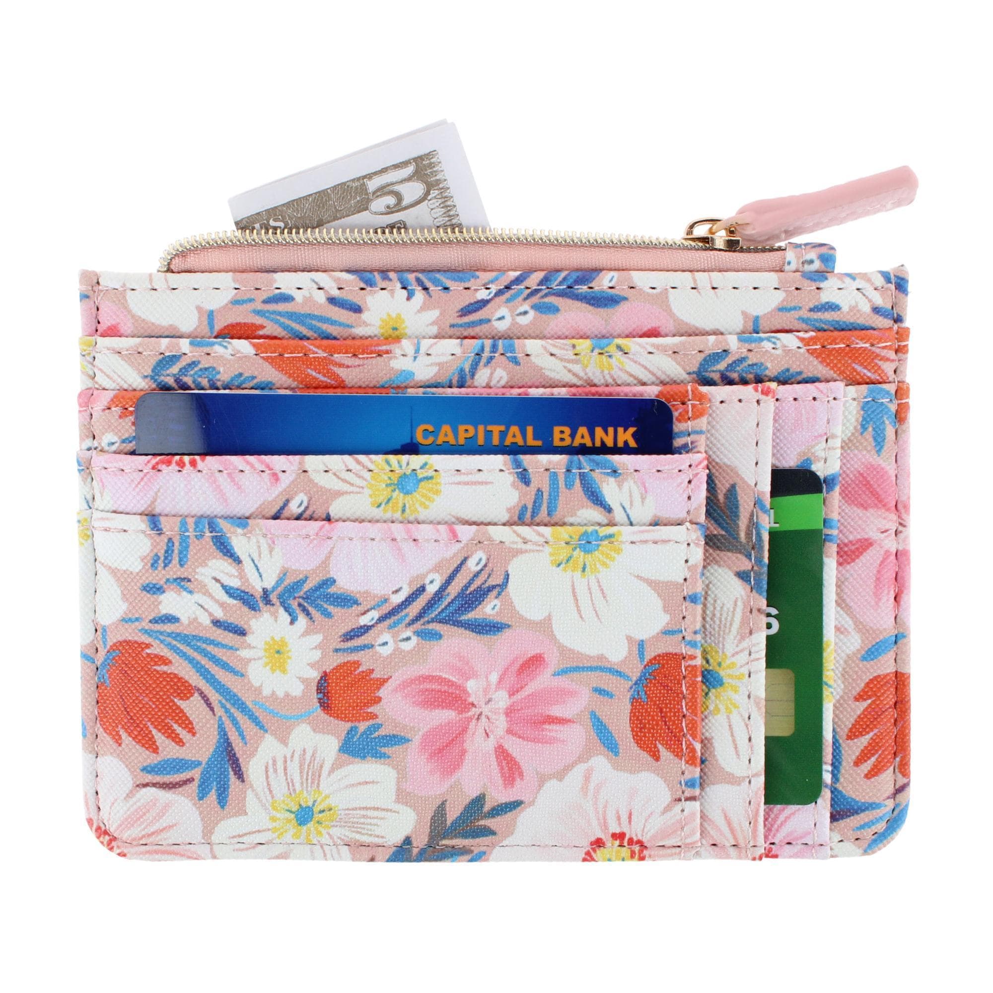 Julia Buxton Women's Colorful Premium Faux Leather Slot Coin Case Purse - Perrenial Floral