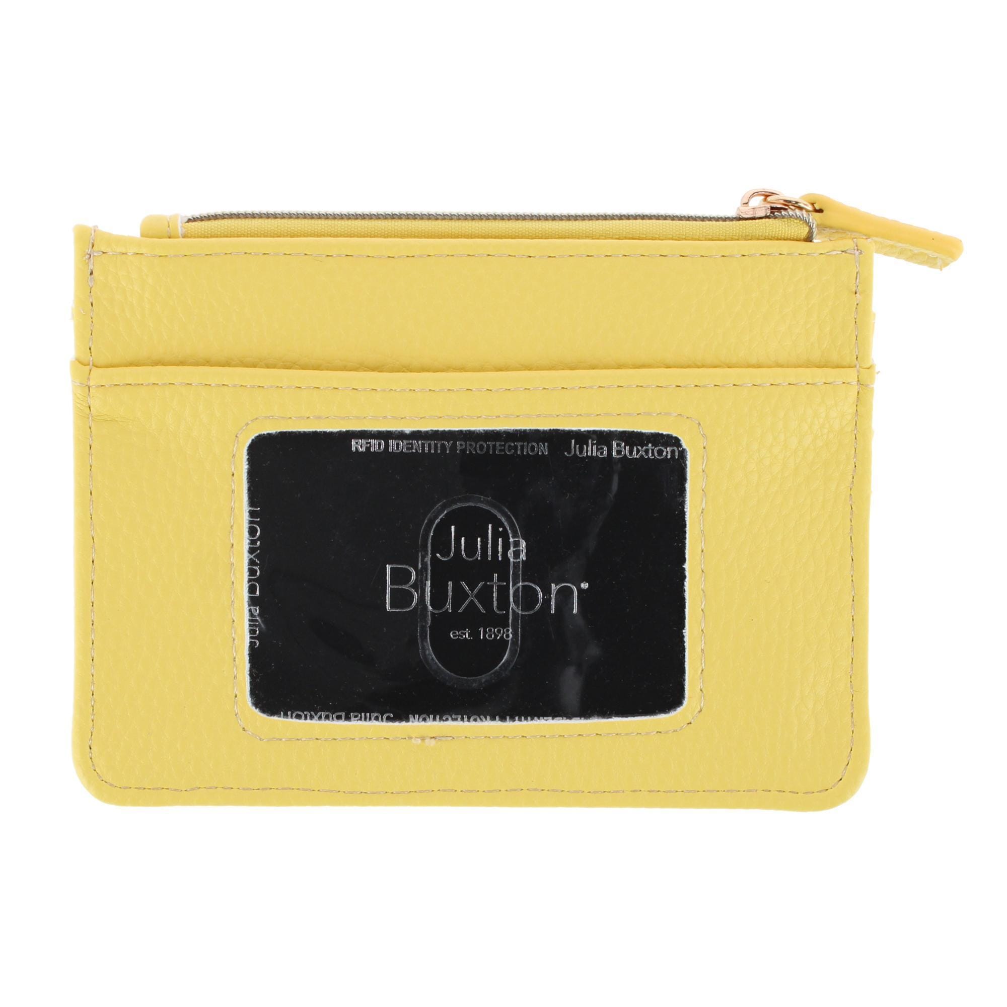 Julia Buxton Women's Colorful Premium Faux Leather Slot Coin Case Purse - Whisper Yellow