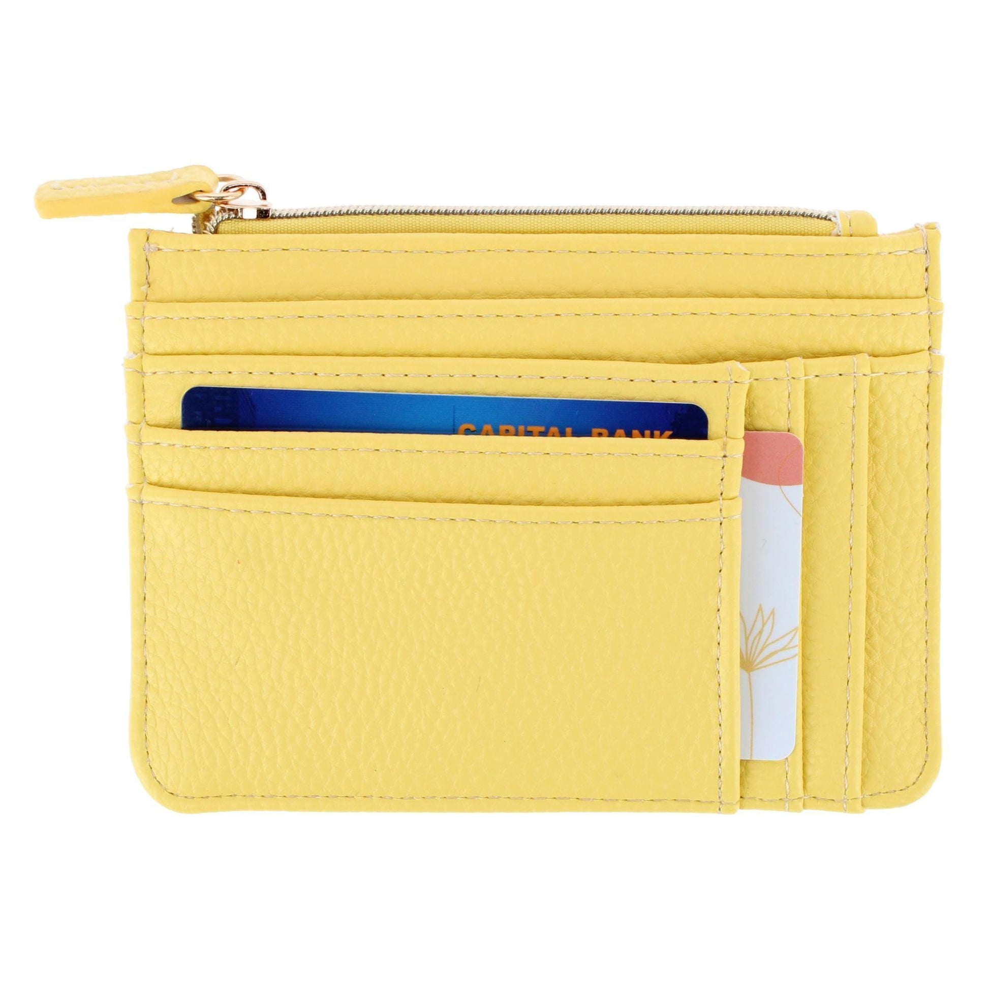 Julia Buxton Women's Colorful Premium Faux Leather Slot Coin Case Purse - Whisper Yellow