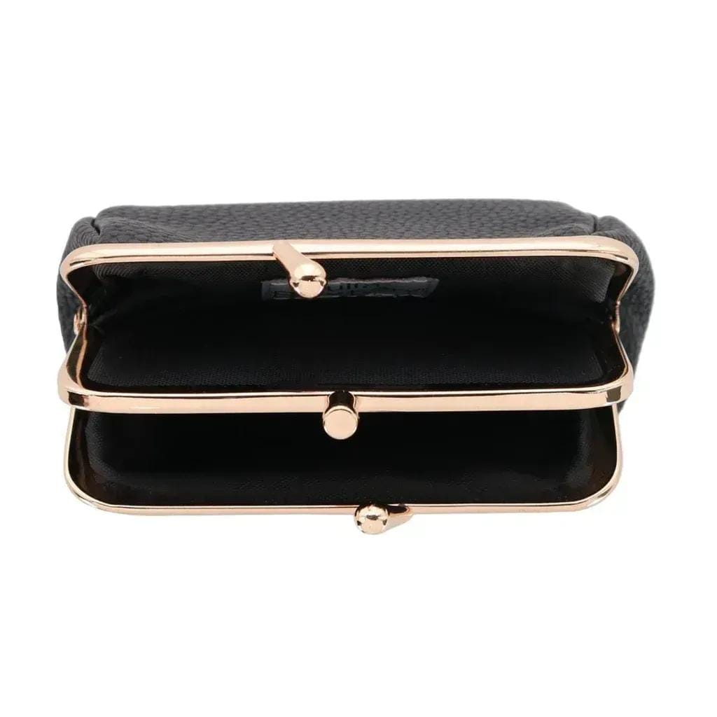 Julia Buxton Women's Premium Faux Leather Triple Frame Coin Purse Wallet - Black