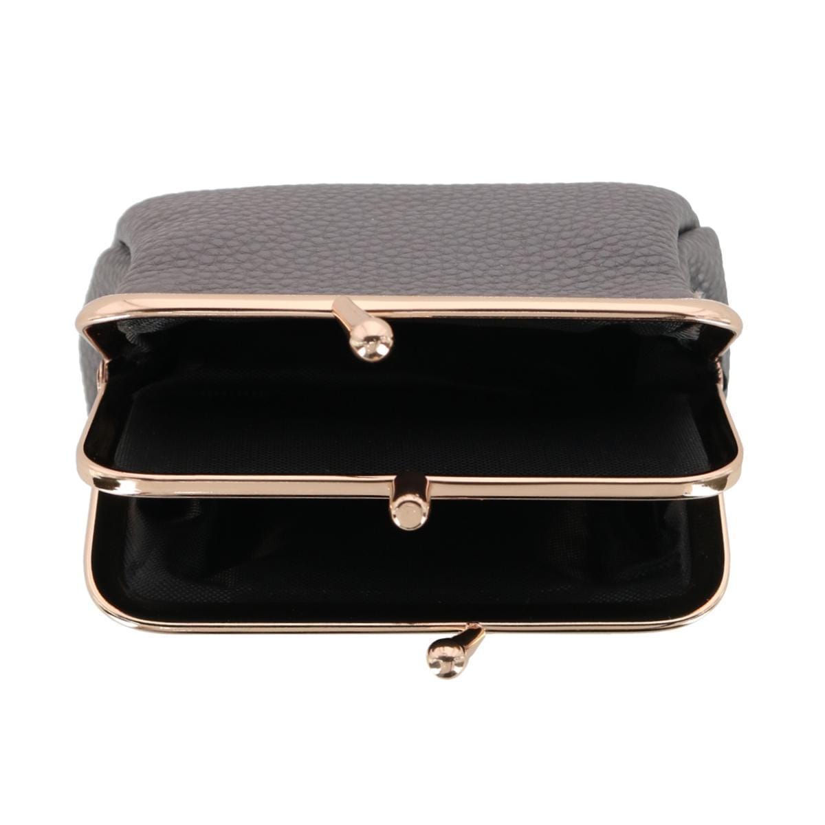 Julia Buxton Women's Premium Faux Leather Triple Frame Coin Purse Wallet - Cement