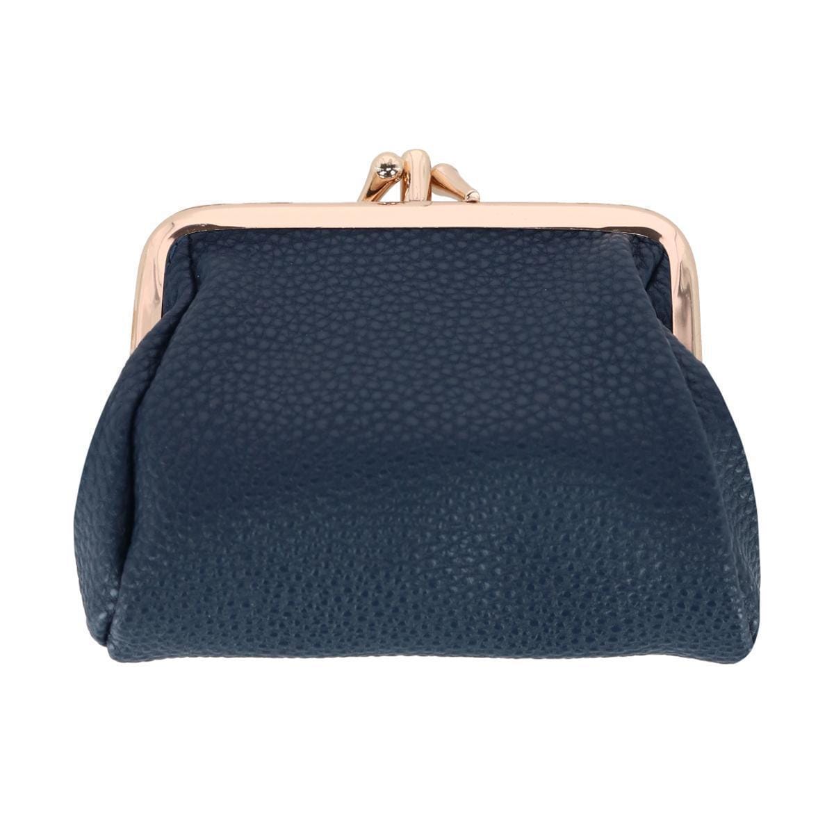 Julia Buxton Women's Premium Faux Leather Triple Frame Coin Purse Wallet - Deep Blue