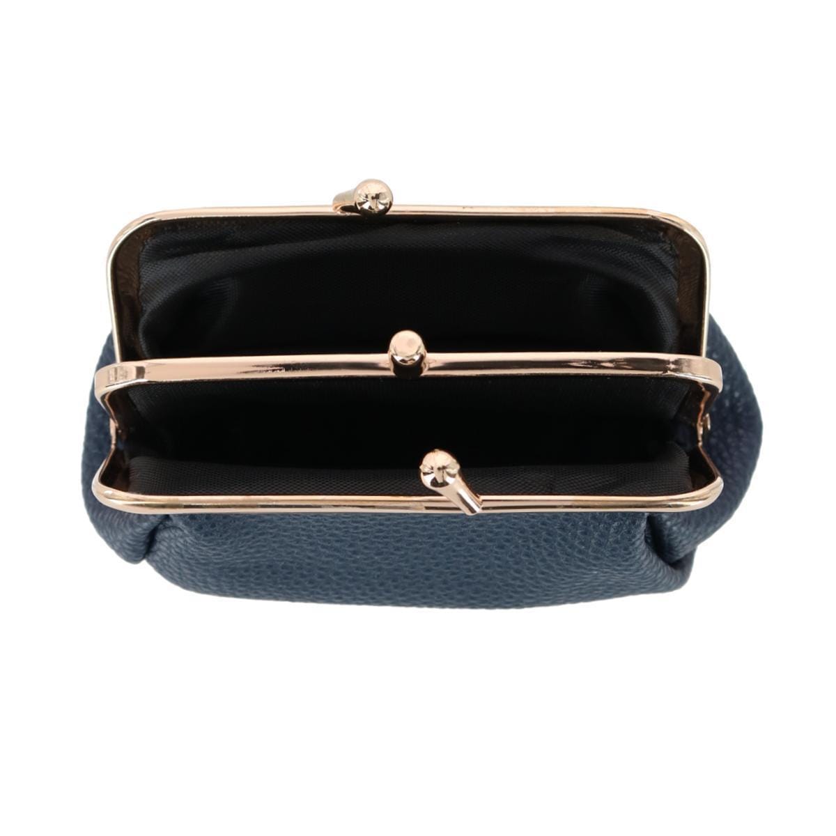 Julia Buxton Women's Premium Faux Leather Triple Frame Coin Purse Wallet - Deep Blue