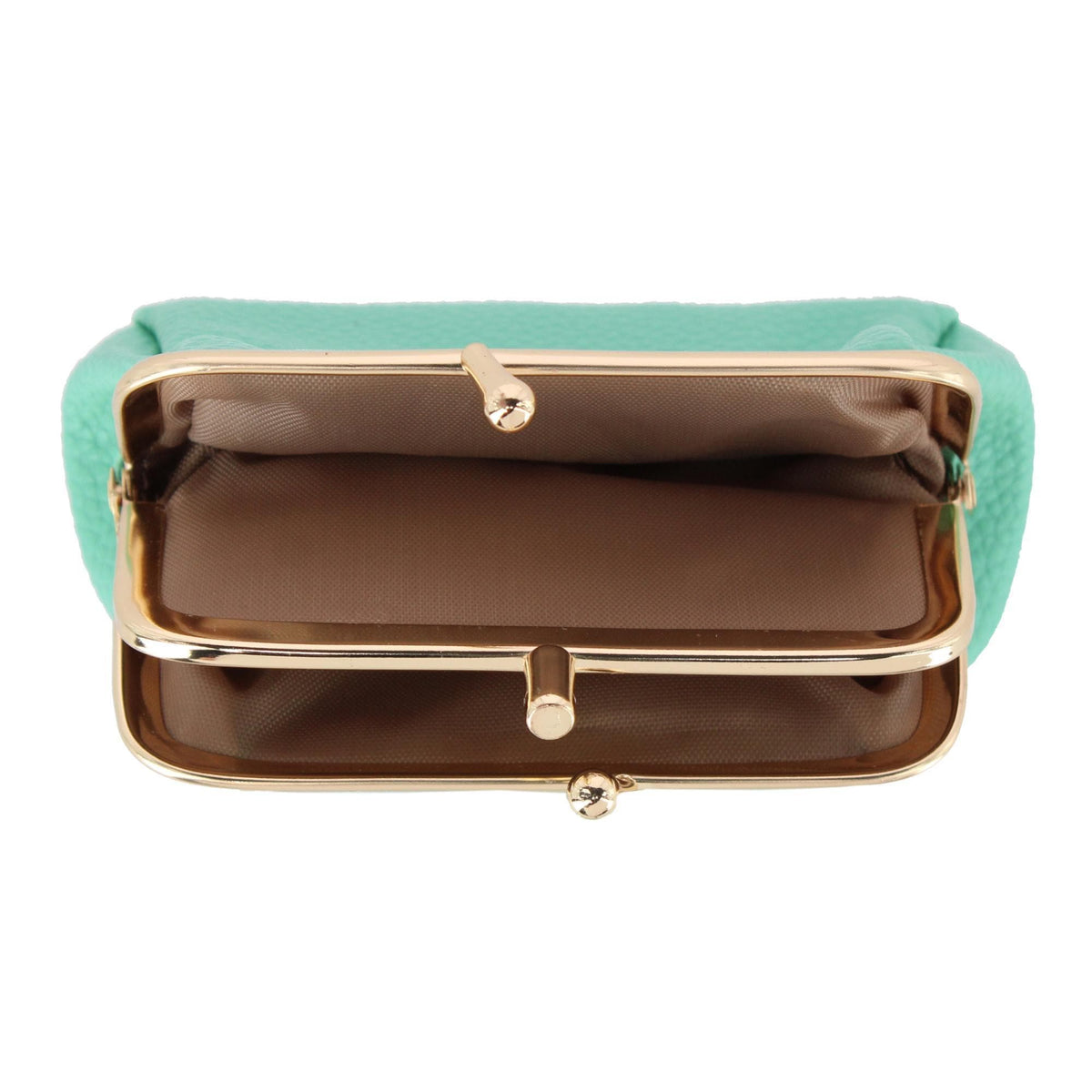 Julia Buxton Women's Premium Faux Leather Triple Frame Coin Purse Wallet - Mint