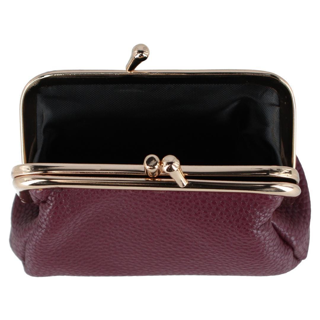 Julia Buxton Women's Premium Faux Leather Triple Frame Coin Purse Wallet - Oxblood