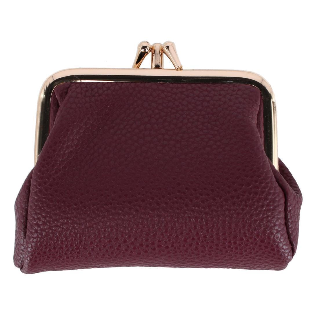 Julia Buxton Women's Premium Faux Leather Triple Frame Coin Purse Wallet - Oxblood
