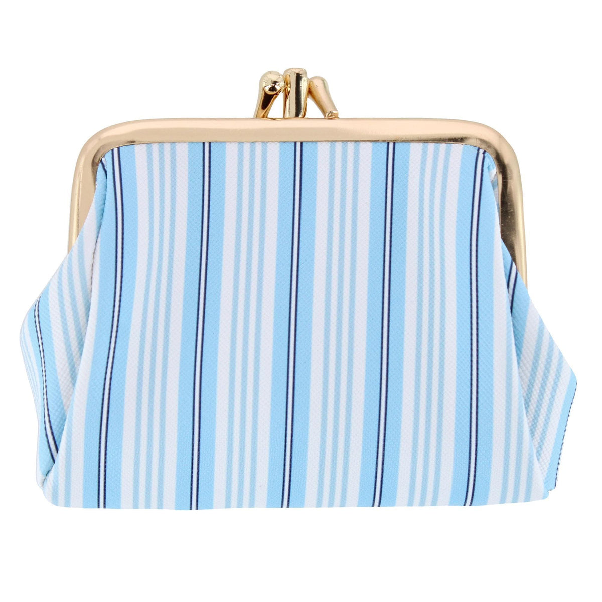 Julia Buxton Women's Premium Faux Leather Triple Frame Coin Purse Wallet - Nautical Stripe