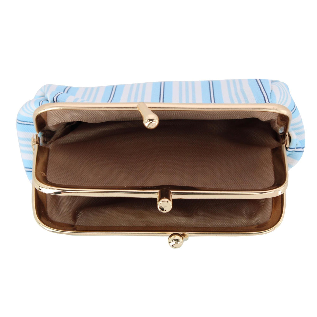 Julia Buxton Women's Premium Faux Leather Triple Frame Coin Purse Wallet - Nautical Stripe