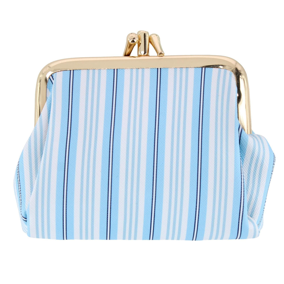 Julia Buxton Women's Premium Faux Leather Triple Frame Coin Purse Wallet - Nautical Stripe