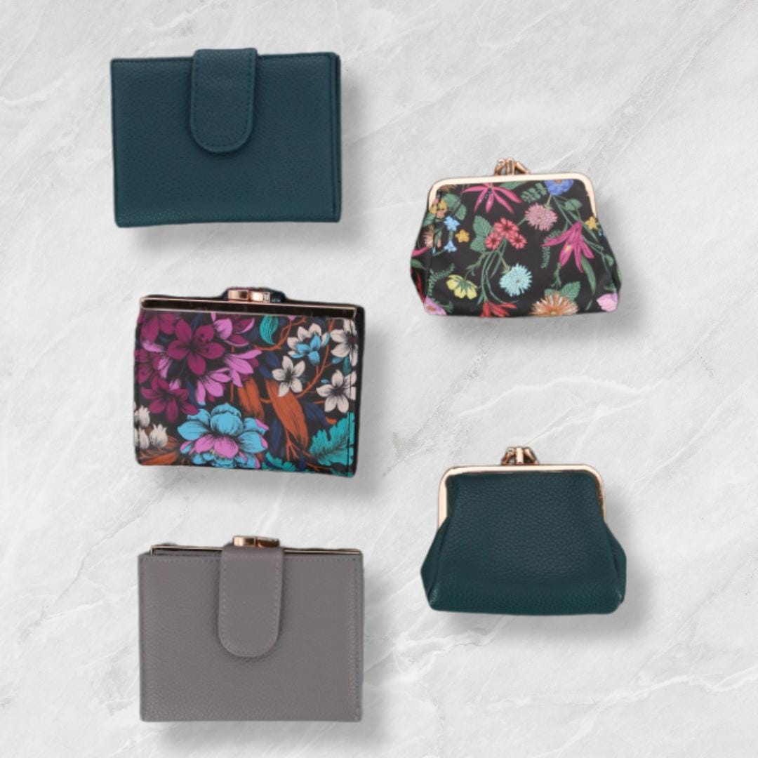 Julia Buxton Women's Premium Faux Leather Triple Frame Coin Purse Wallet - Teal