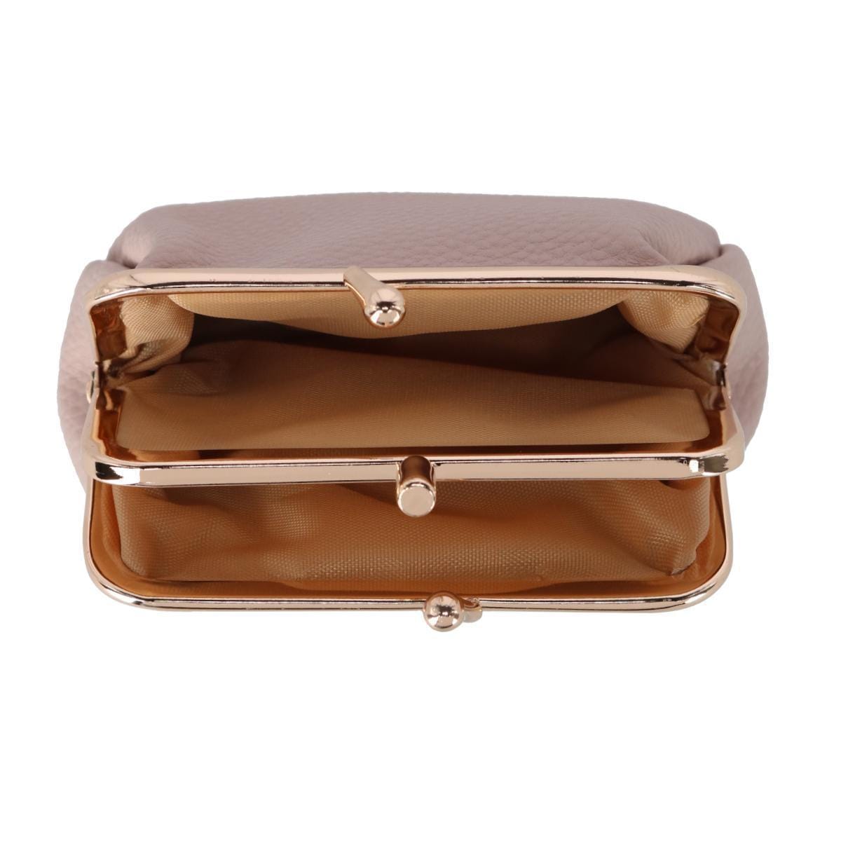 Julia Buxton Women's Premium Faux Leather Triple Frame Coin Purse Wallet - White Pepper