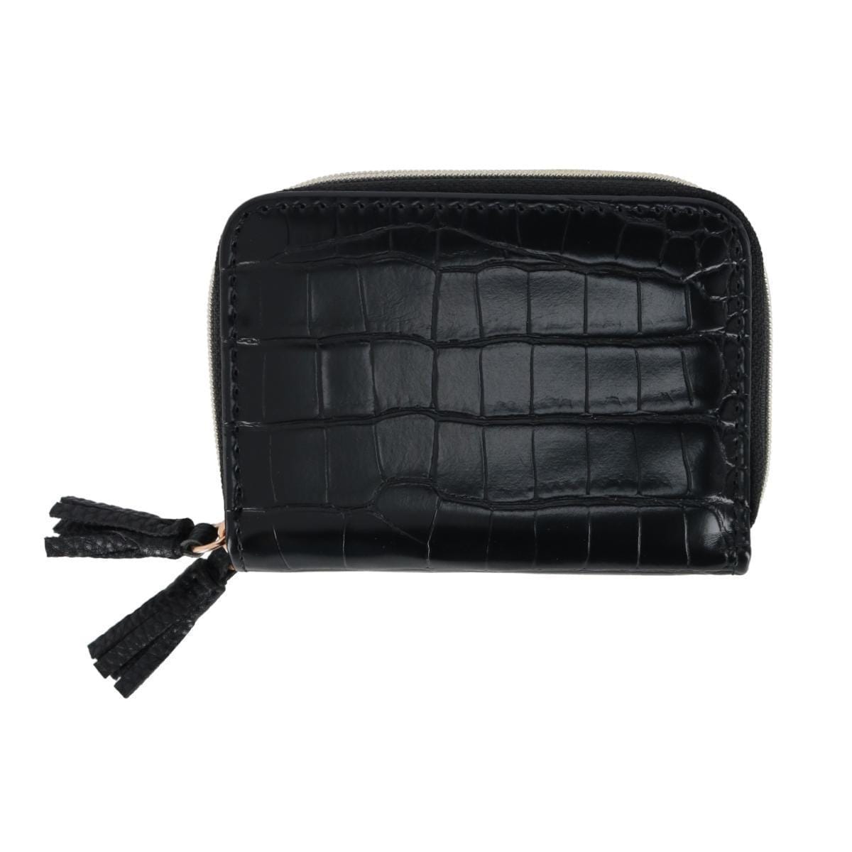 Buxton Women's Stylish Colored Multi Card Case Wizard Wallet - Black Crocodile Pattern