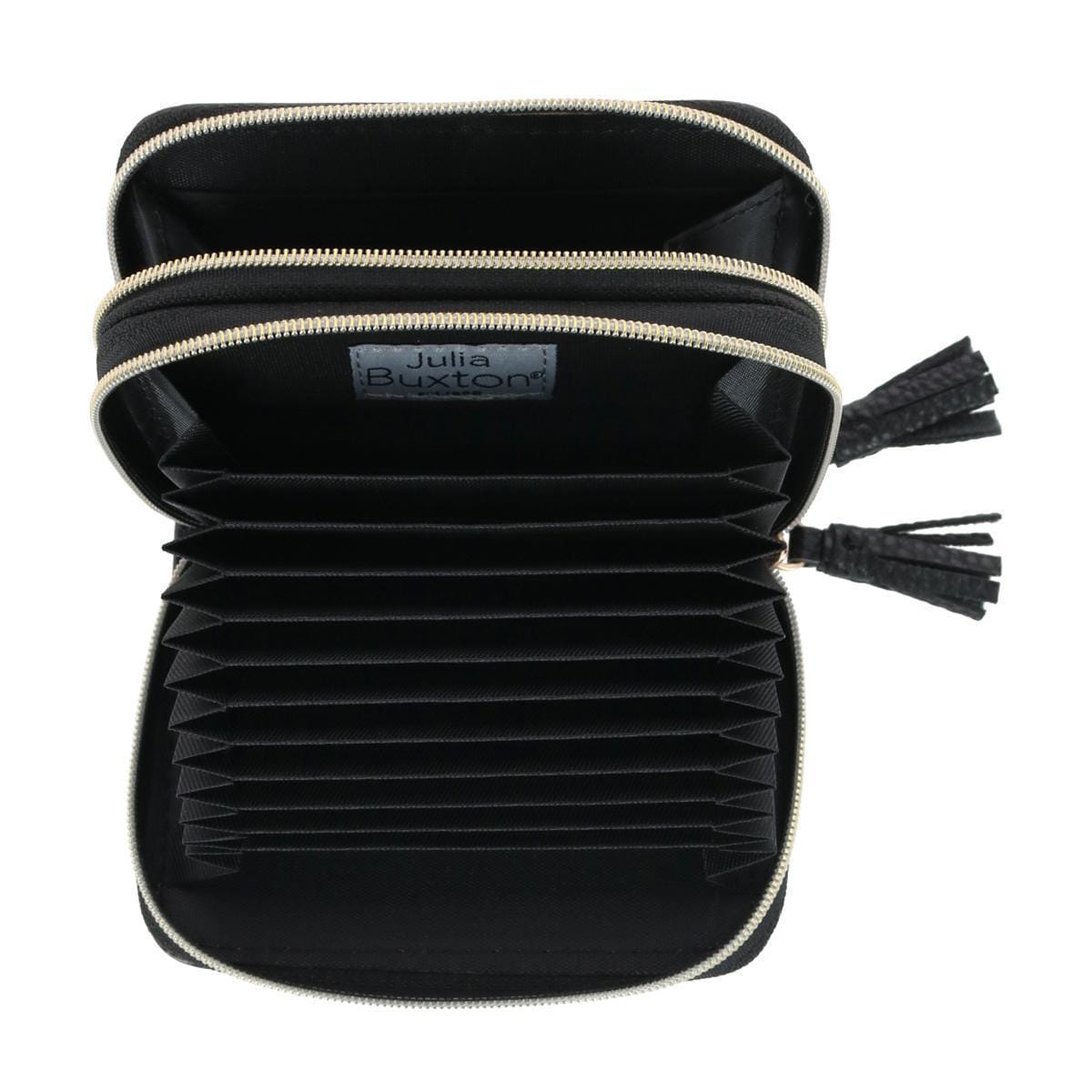 Buxton Women's Stylish Colored Multi Card Case Wizard Wallet - Black Crocodile Pattern