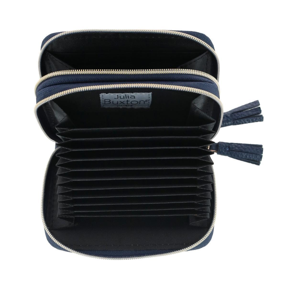 Buxton Women's Stylish Colored Multi Card Case Wizard Wallet - Navy Crocodile Pattern