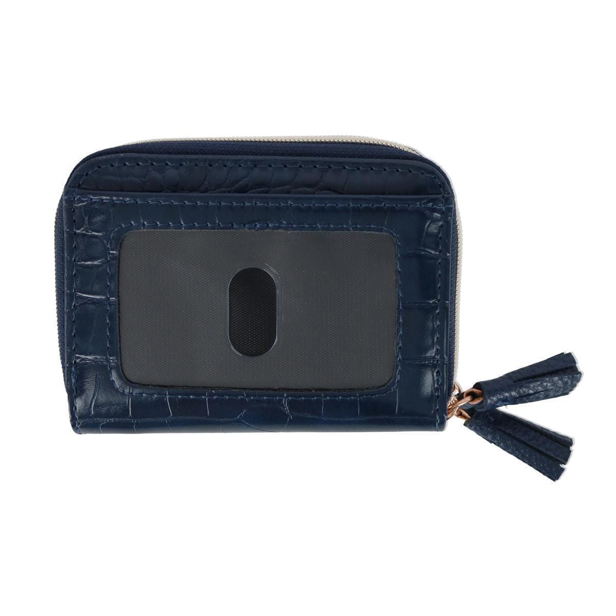 Buxton Women's Stylish Colored Multi Card Case Wizard Wallet - Navy Crocodile Pattern