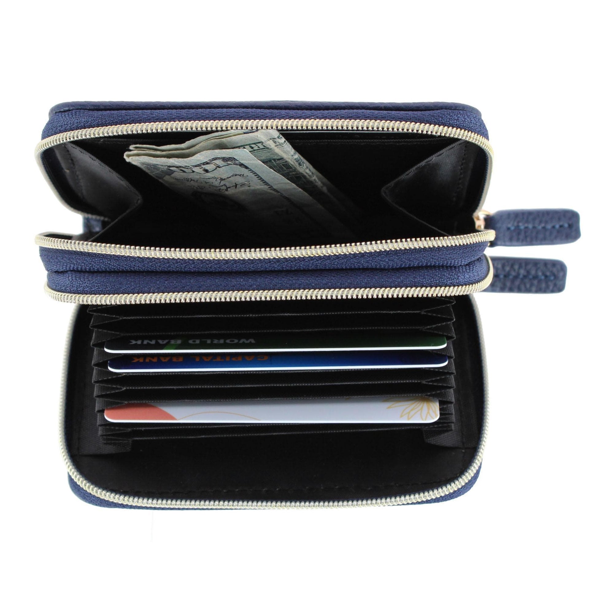 Buxton Women's Stylish Colored Multi Card Case Wizard Wallet - Navy Blue