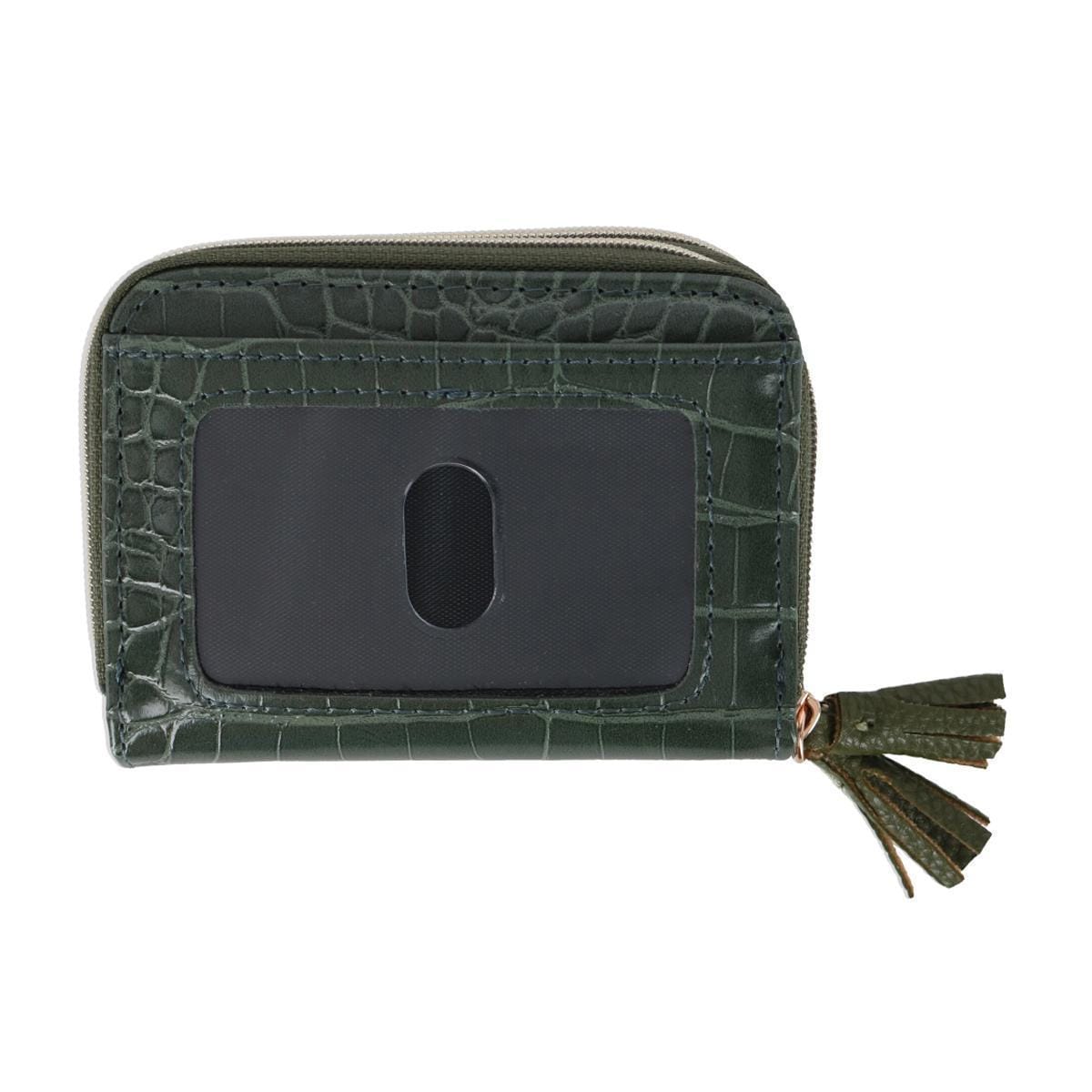 Buxton Women's Stylish Colored Multi Card Case Wizard Wallet - Olive Crocodile Pattern