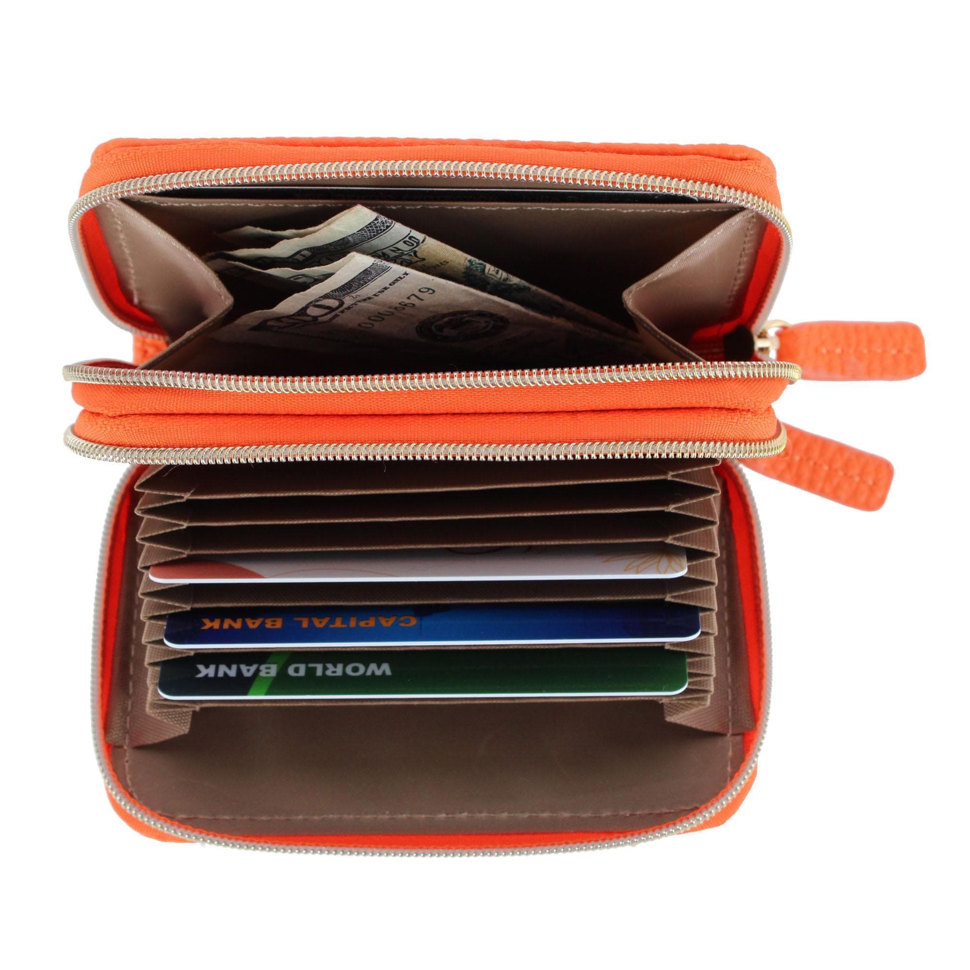 Buxton Women's Stylish Colored Multi Card Case Wizard Wallet - Exuberance Orange