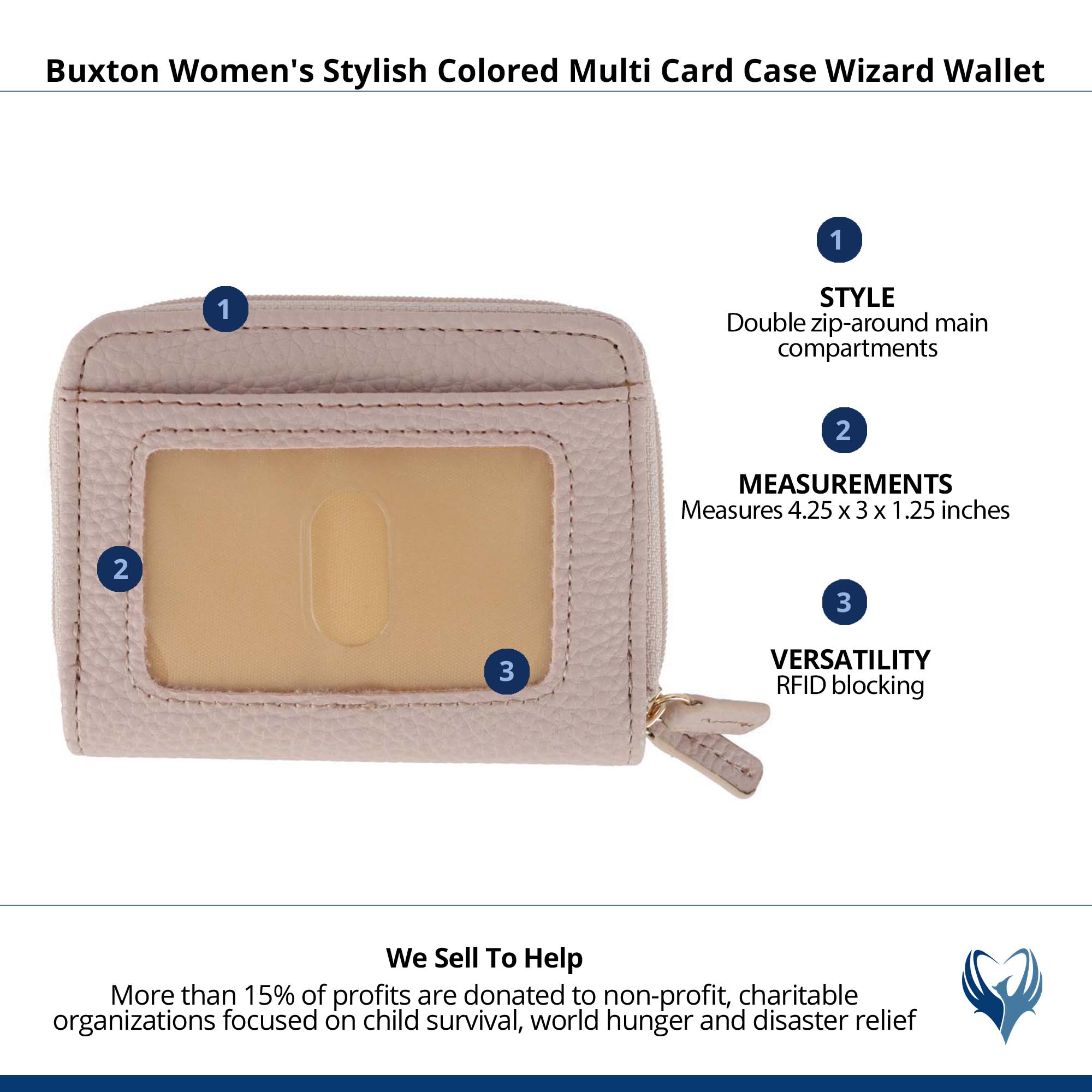 Buxton Women's Stylish Colored Multi Card Case Wizard Wallet - White