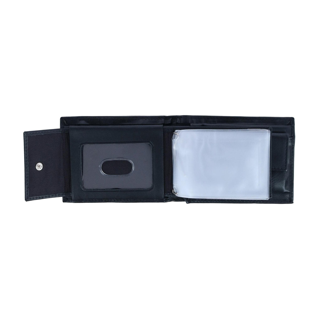 DOPP Men's Leather Dopp RFID Convertible Bifold Wallet with Snap Coin Pouch - Black