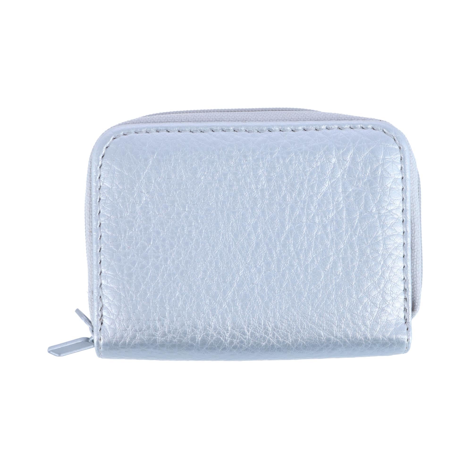Buxton Women's Solid Colored Pebbled Multi Card Wizard - Silver