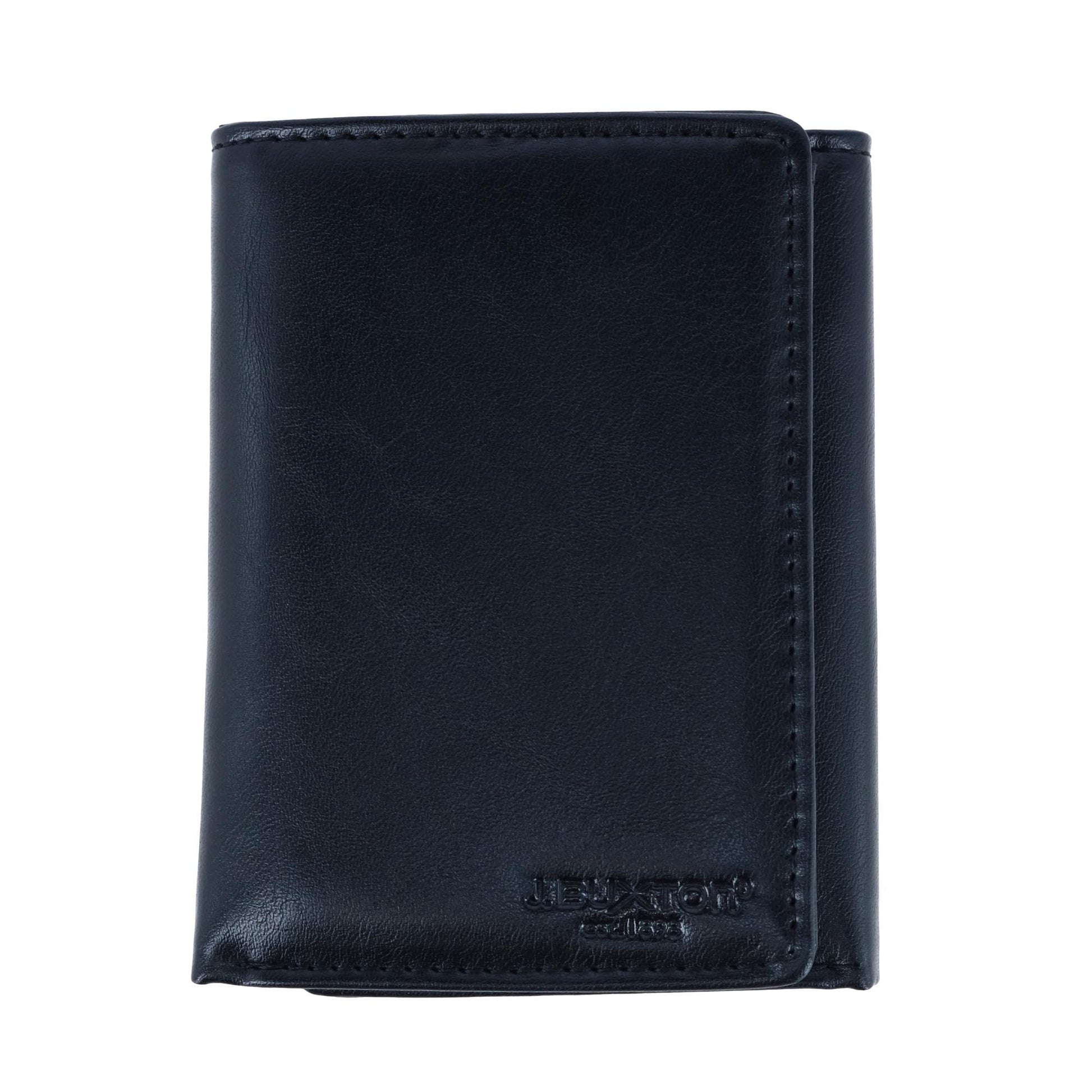 Buxton Men's RFID Distressed Vegan Leather Trifold Wallet - Black