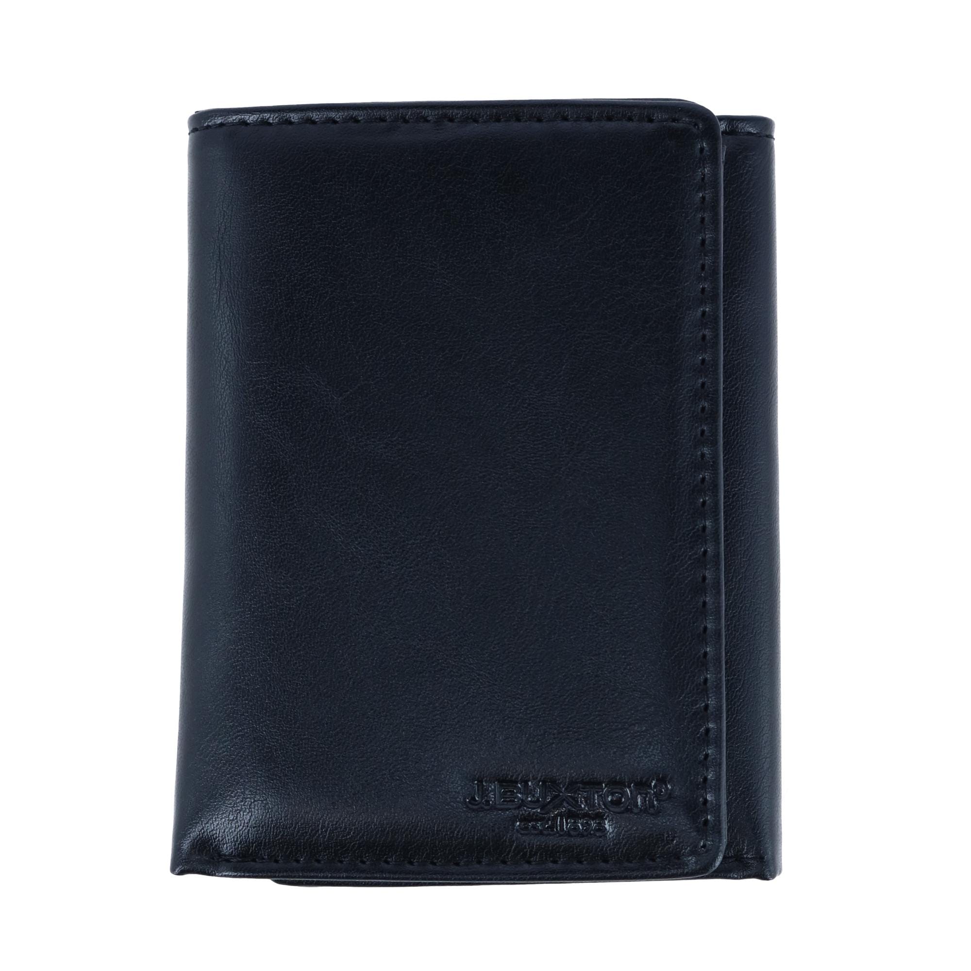 Buxton Men's RFID Distressed Vegan Leather Trifold Wallet - Black