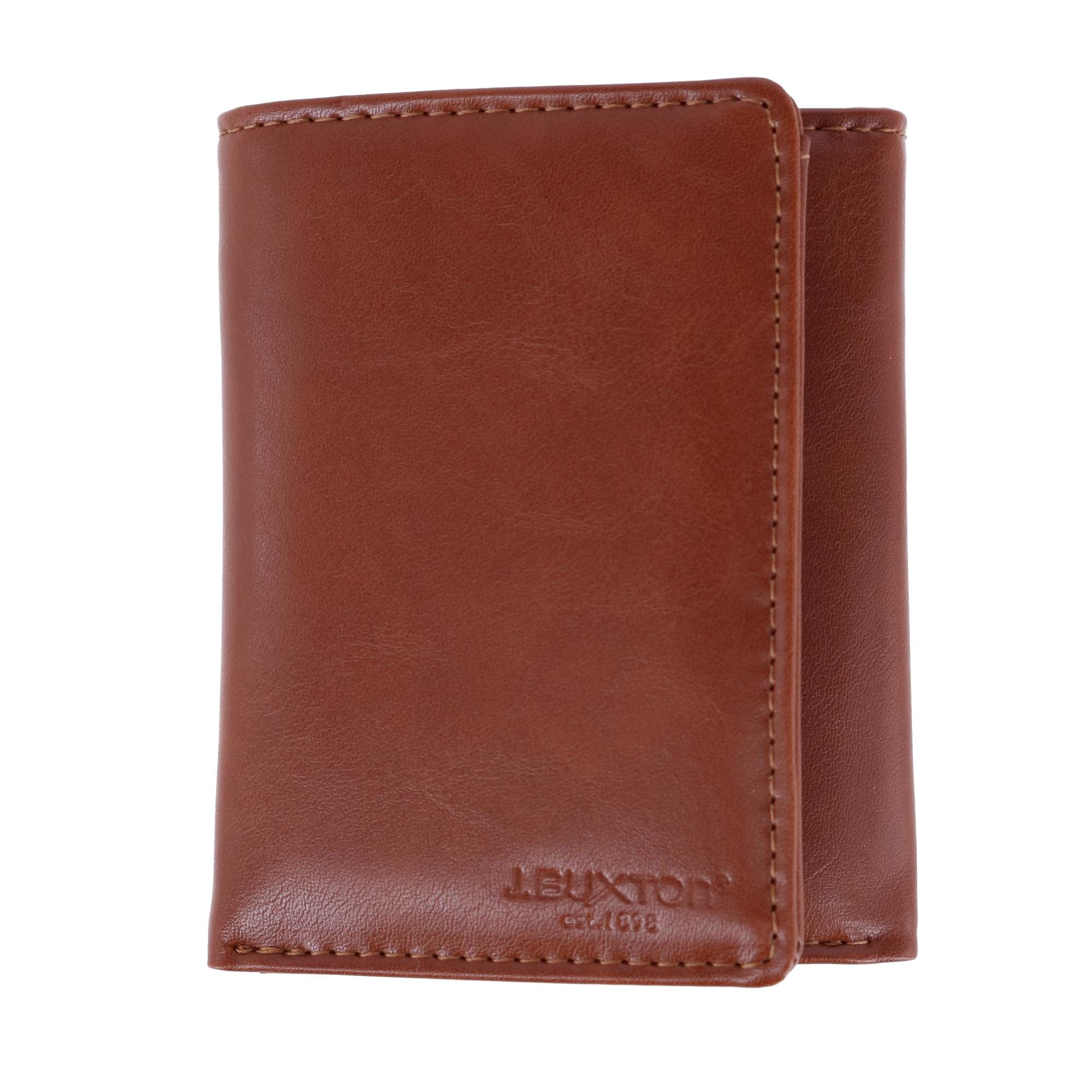 Buxton Men's RFID Distressed Vegan Leather Trifold Wallet