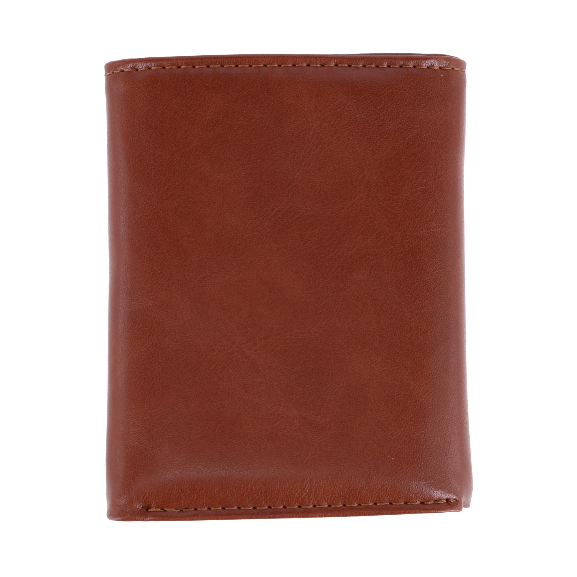 Buxton Men's RFID Distressed Vegan Leather Trifold Wallet - Tan