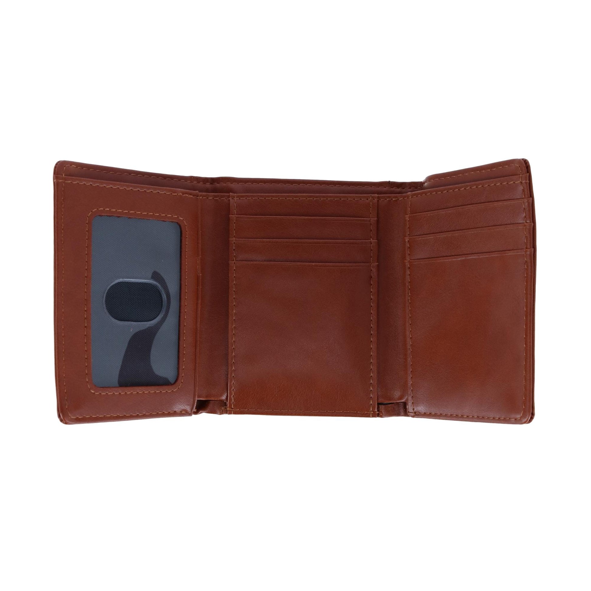 Buxton Men's RFID Distressed Vegan Leather Trifold Wallet - Tan