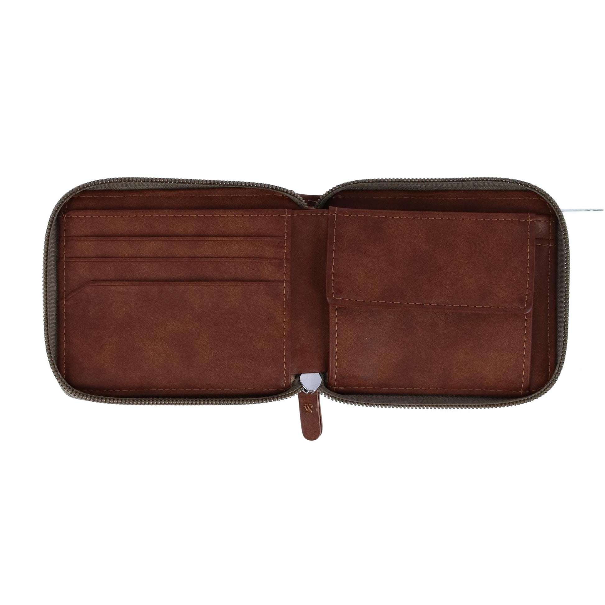 Buxton Men's RFID Canvas and Leather Zip Around Wallet - Olive