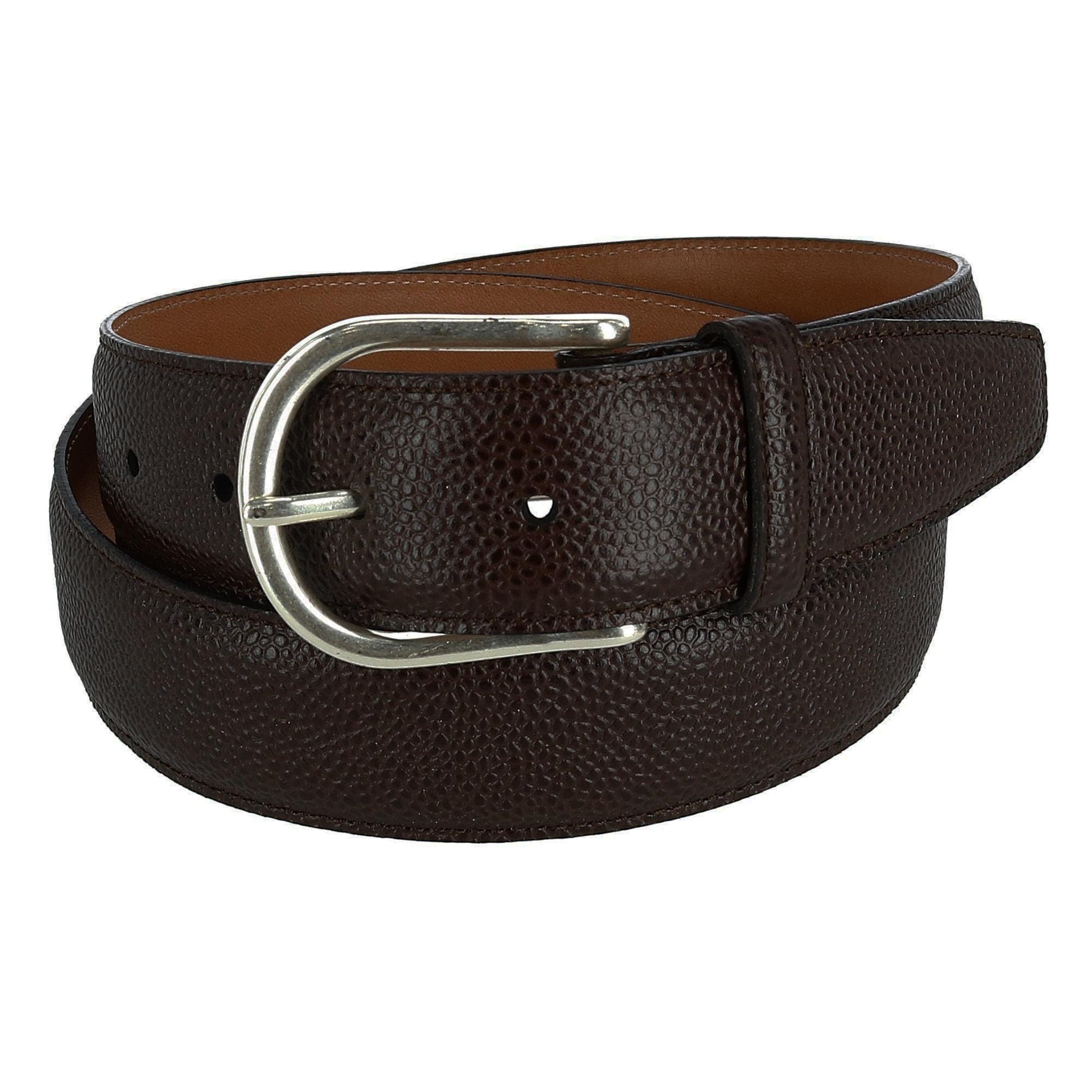 CrookhornDavis Men's Princeton Pebble Calfskin Leather Belt - Brown