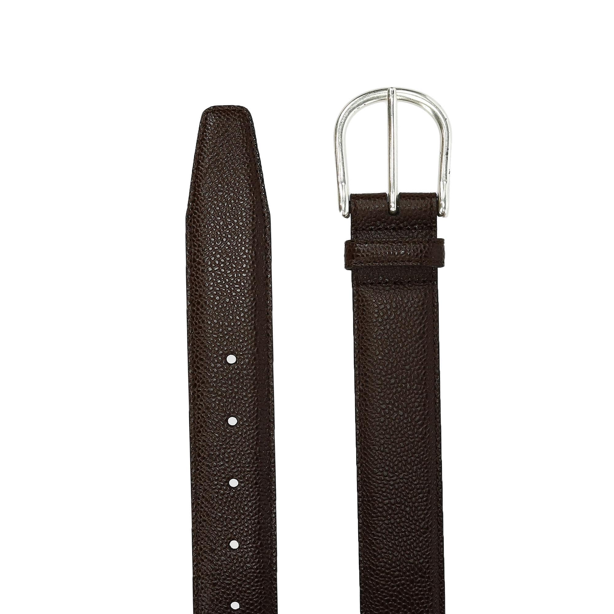 CrookhornDavis Men's Princeton Pebble Calfskin Leather Belt - Brown