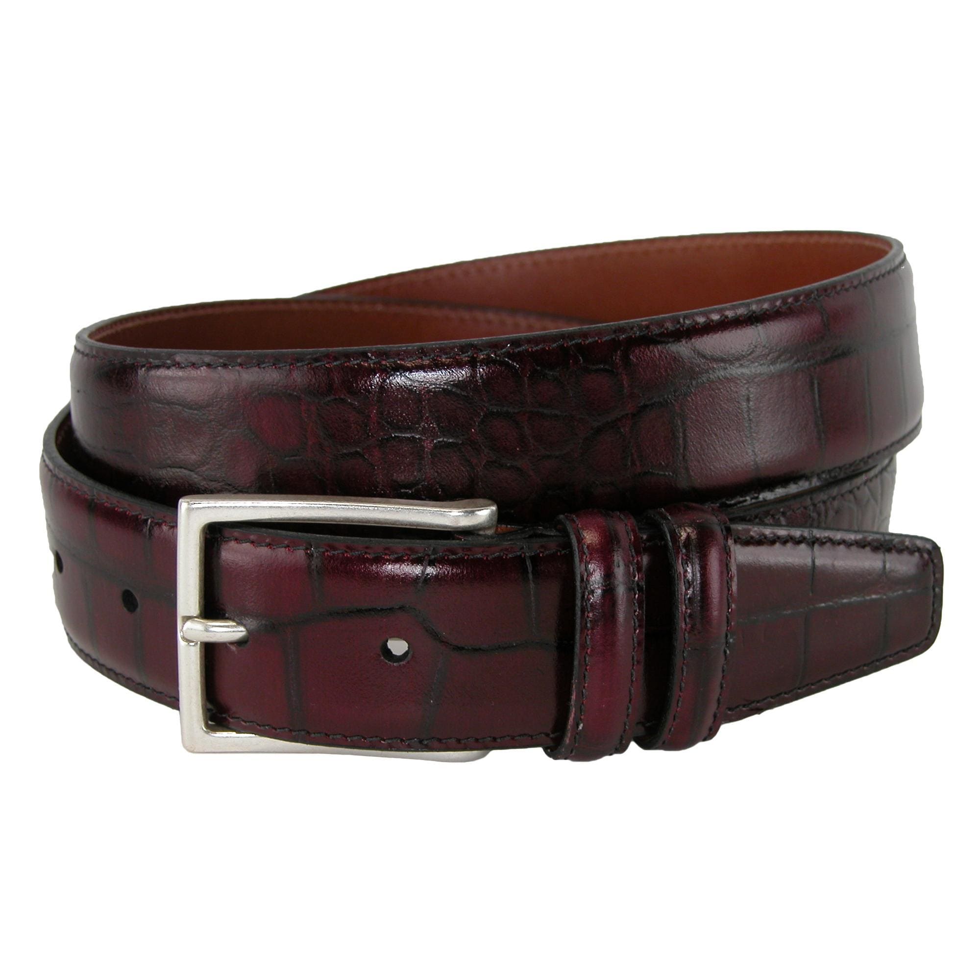 CrookhornDavis Men's Country Polo Bella Croc Print Belt - Chianti