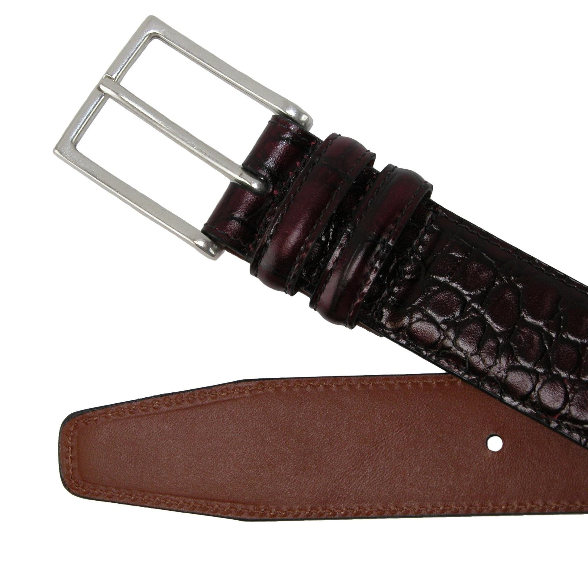 CrookhornDavis Men's Country Polo Bella Croc Print Belt - Chianti